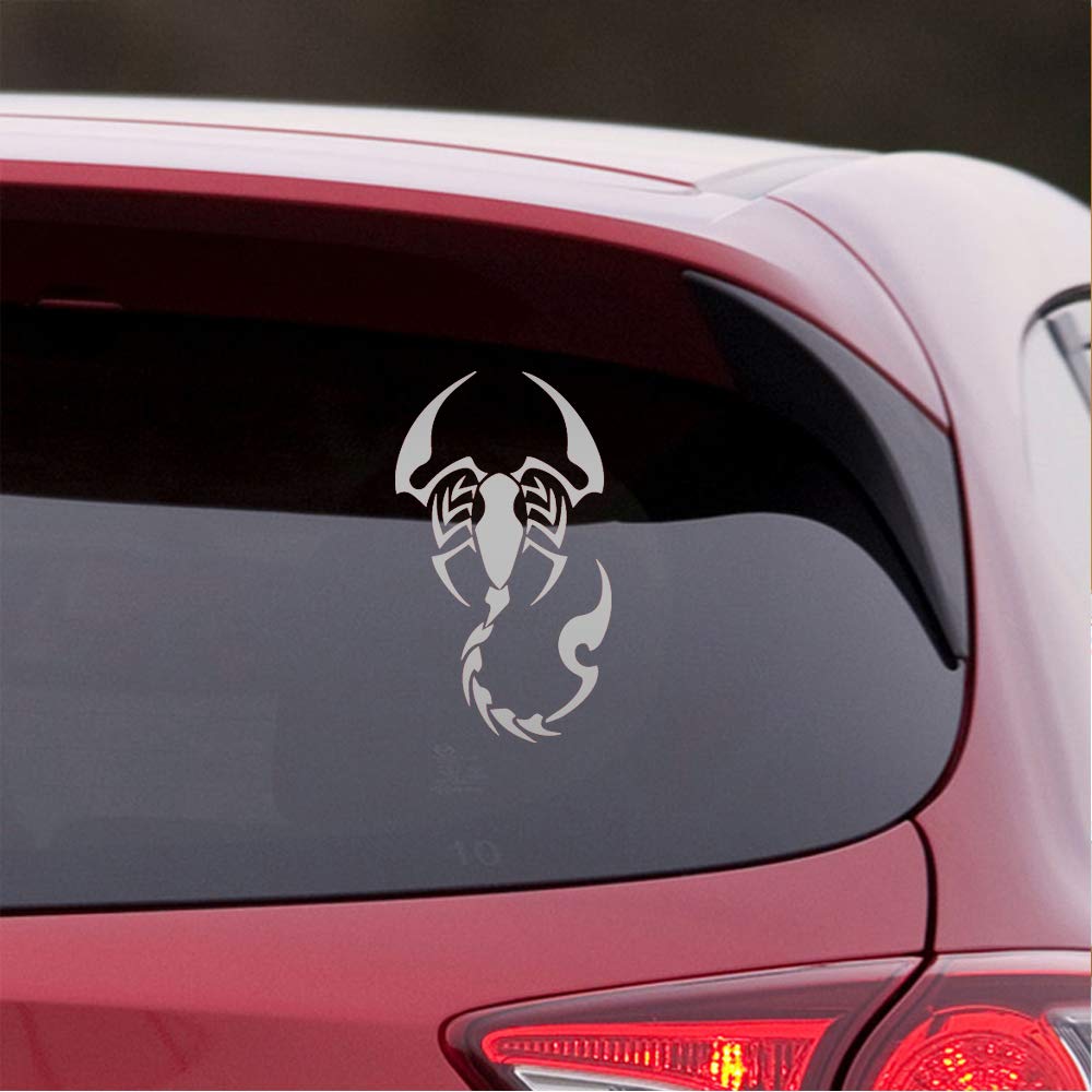 Premium Waterproof Vinyl Decal Stickers - Animal Scorpion (Metallic Silver) Set of 2 - Durable Laptop, Phone, Helmet, Car Window, Bumper, Mug, Cup, Wall Decor - Perfect for DIY Home, Office, Vehicle Customization & Unique Gift Ideas