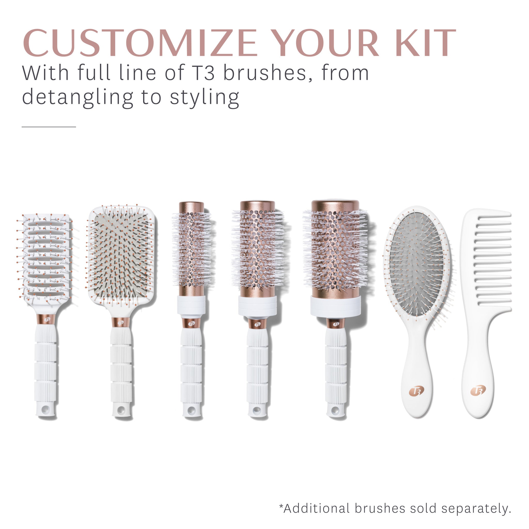T3 Dry Vent Brush - Hair Styling Tool for Detangling & Volume - Perfect for Home & Salon Use