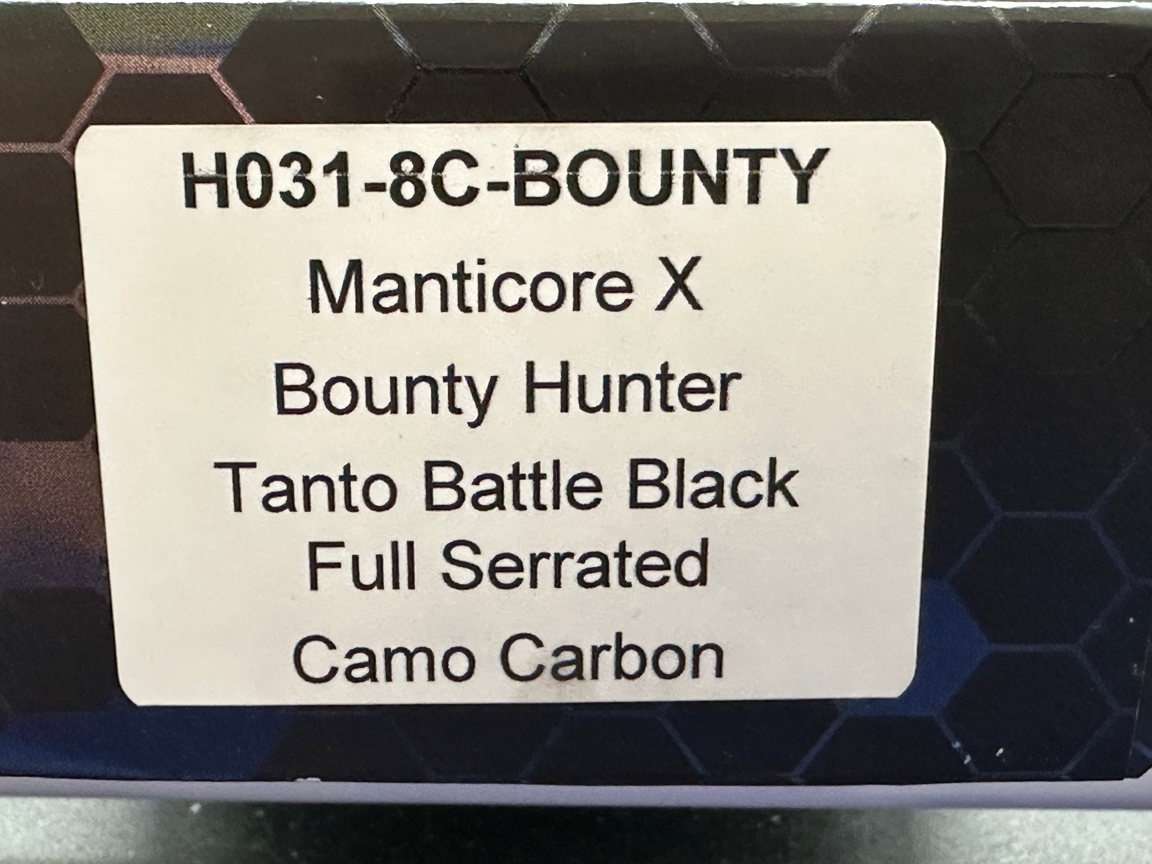 Heretic Manticore X Bounty Hunter Camo Carbon Handle OTF Knife - Black MagnaCut Serrated Tanto Blade for Tactical, Outdoor & EDC Use
