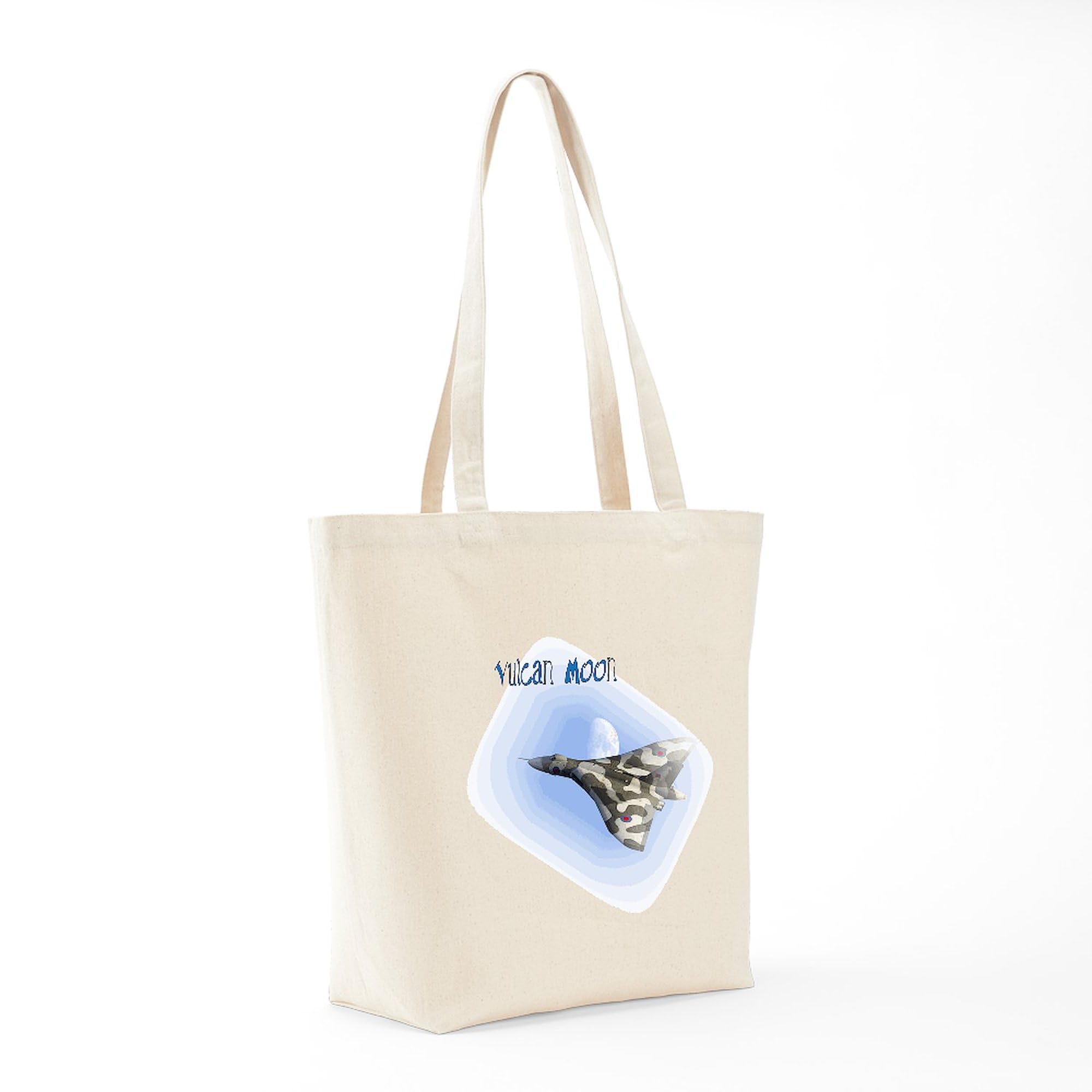 Vulcan Moon Tote Bag - Natural Canvas Reusable Shopping Bag for Groceries, Beach & Everyday Use | Eco-Friendly & Durable