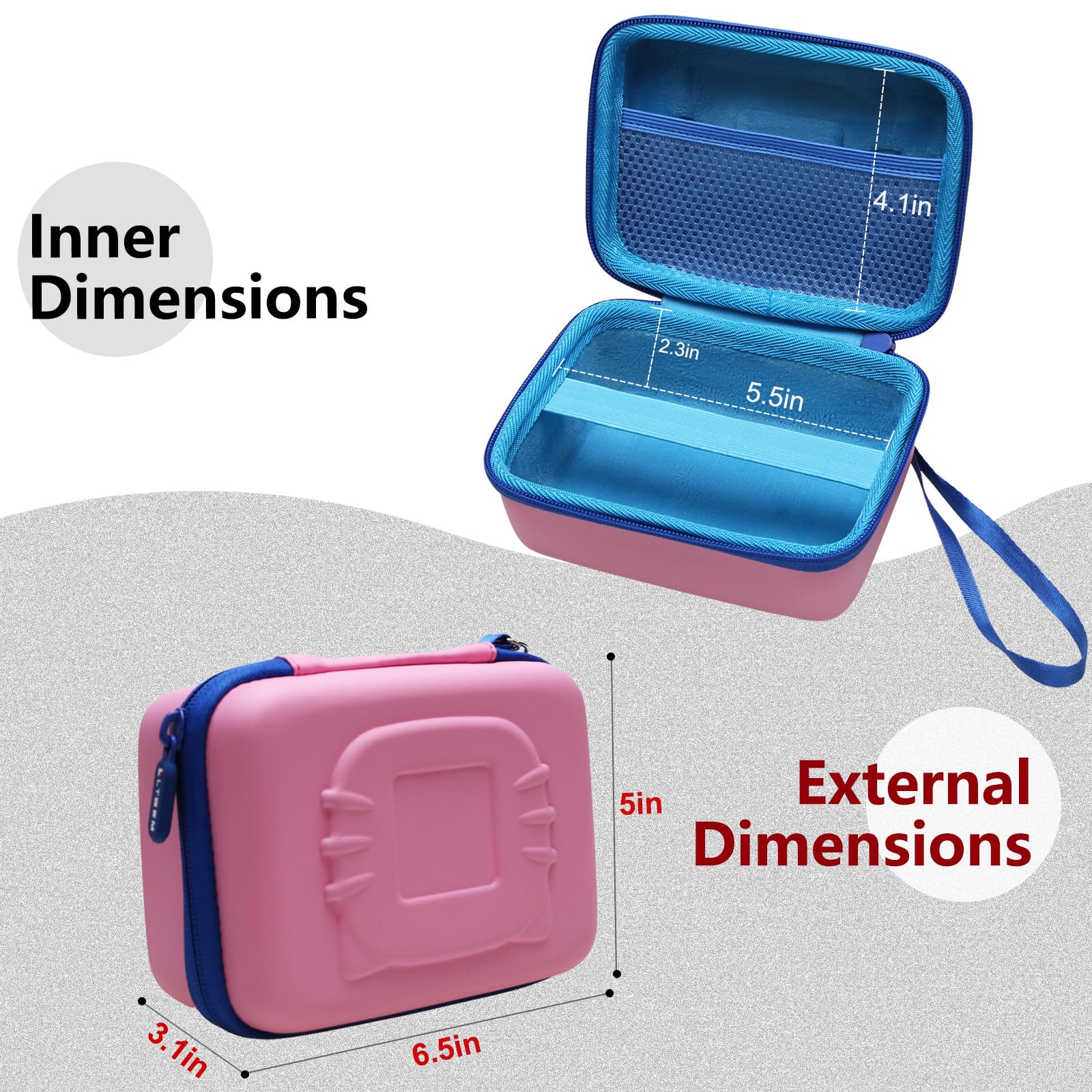 LTGEM EVA Talking Flash Cards Storage Case - Compatible with QuTZ, FREE TO FLY, Ednzion & More - Portable Hard Travel Toy Organizer (Pink & Blue) - Perfect for Kids Learning, Travel & School Supplies Storage