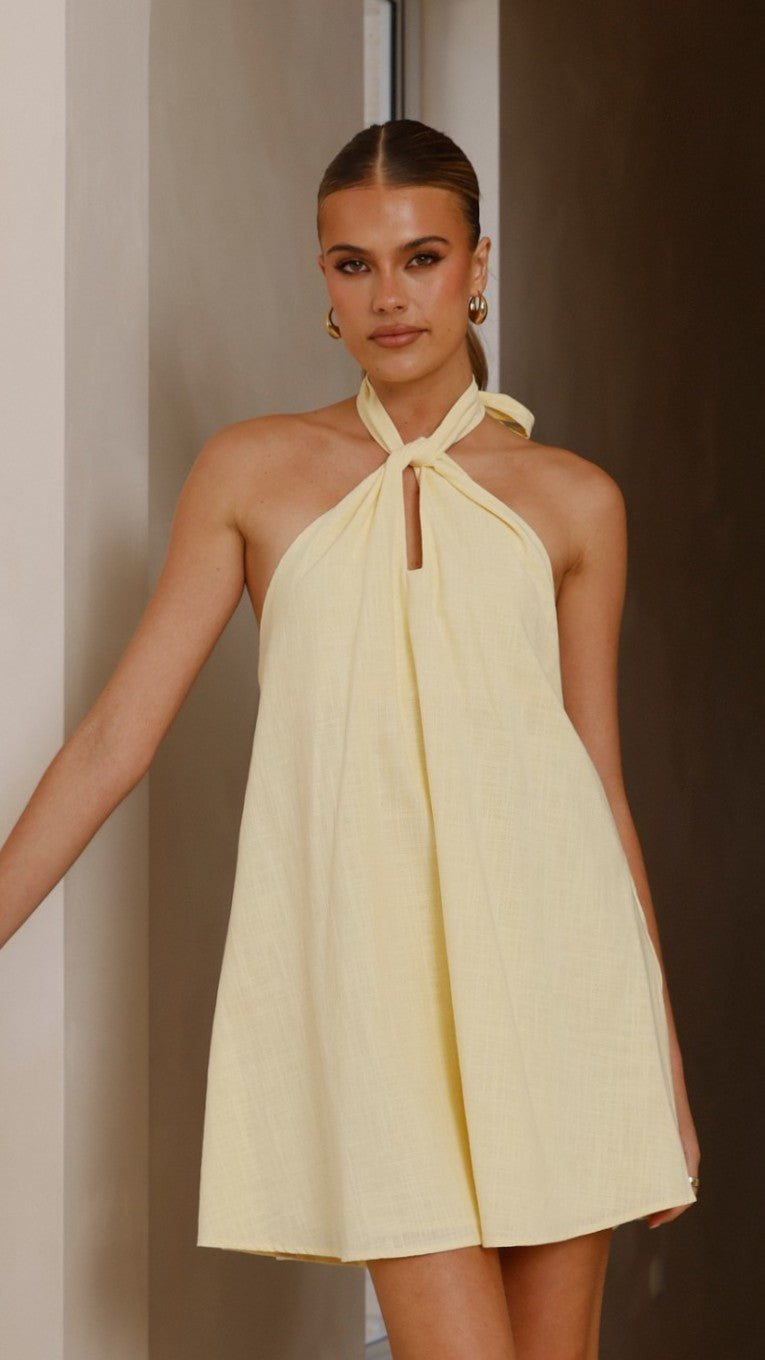 Stylish Maja Mini Dress in Yellow - Perfect for Summer Outfits, Beach Vacations & Casual Dates