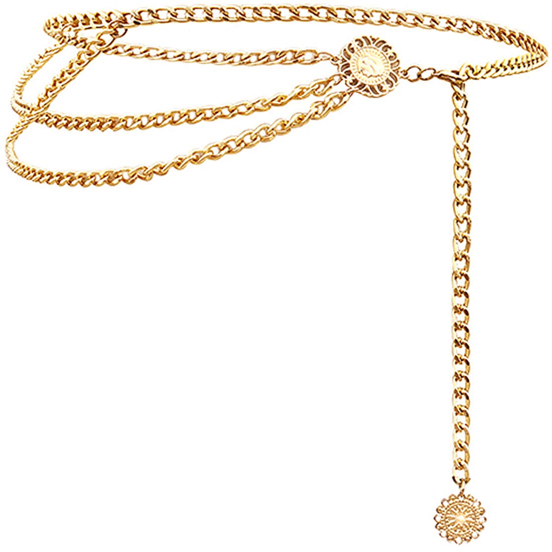 Glamorstar Women's Multilayer Metal Waist Chain Belt - Stylish Body Jewelry for Dresses, Tops & Evening Wear - Perfect for Parties, Weddings & Fashion Accessories
