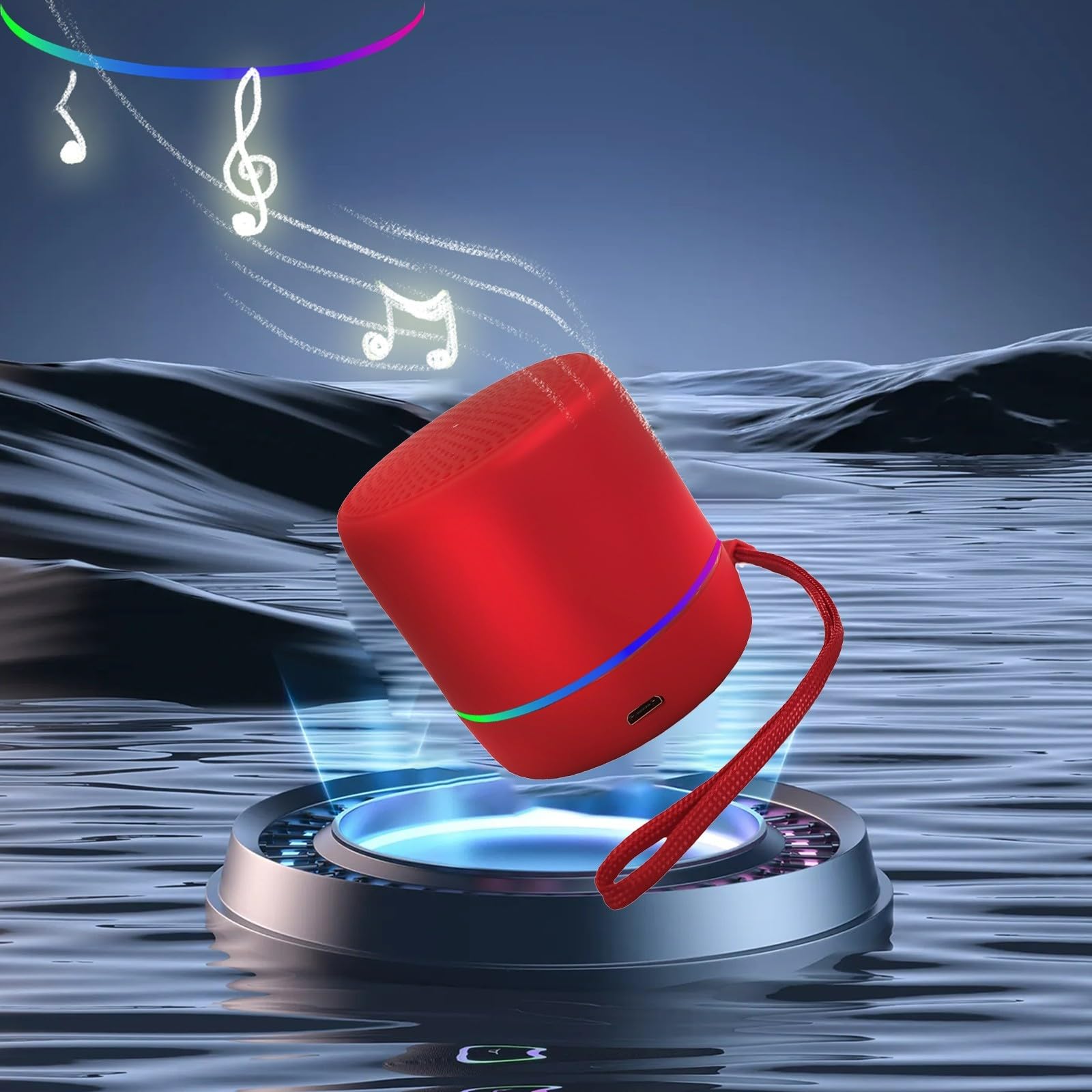 Portable Bluetooth Speaker with Colorful LED Lights, Wireless Outdoor Mini Speaker, Waterproof Sports Speaker, Perfect for Parties, Camping, and Beach Outings