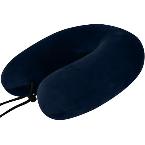 Ergonomic Polyester Travel Neck Pillow for Airplane, Car & Train - Orthopedic Support for Cervical Pain Relief - Blue Comfort Cushion with 5-Year Warranty | Perfect for Long Flights, Road Trips & Office Naps