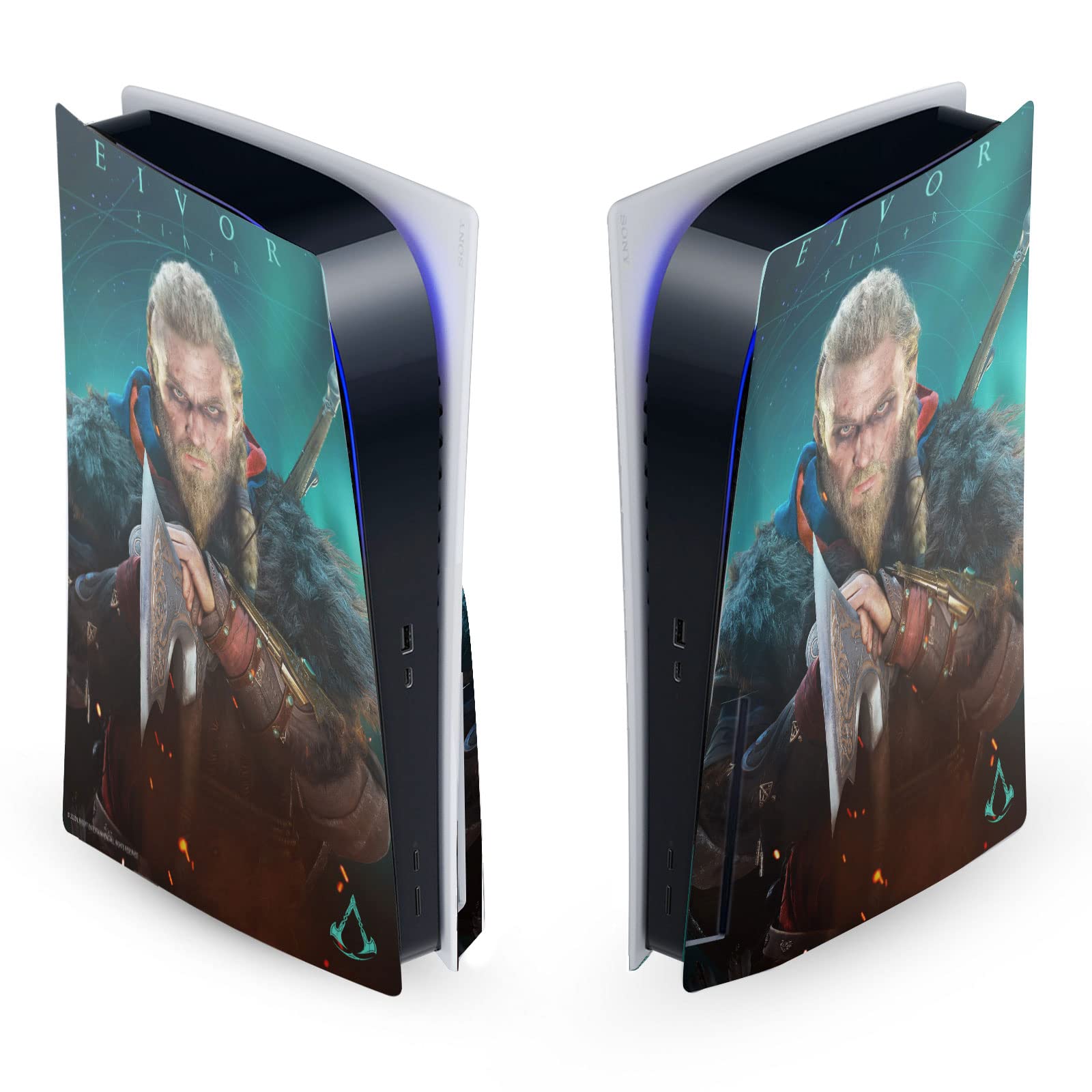 Officially Licensed Assassin's Creed Eivor Valhalla Vinyl Faceplate Sticker for Sony PlayStation 5 PS5 Disc Edition - Gaming Skin Decal Cover for Enhanced Console Protection & Style - Perfect for Gamers & Collectors