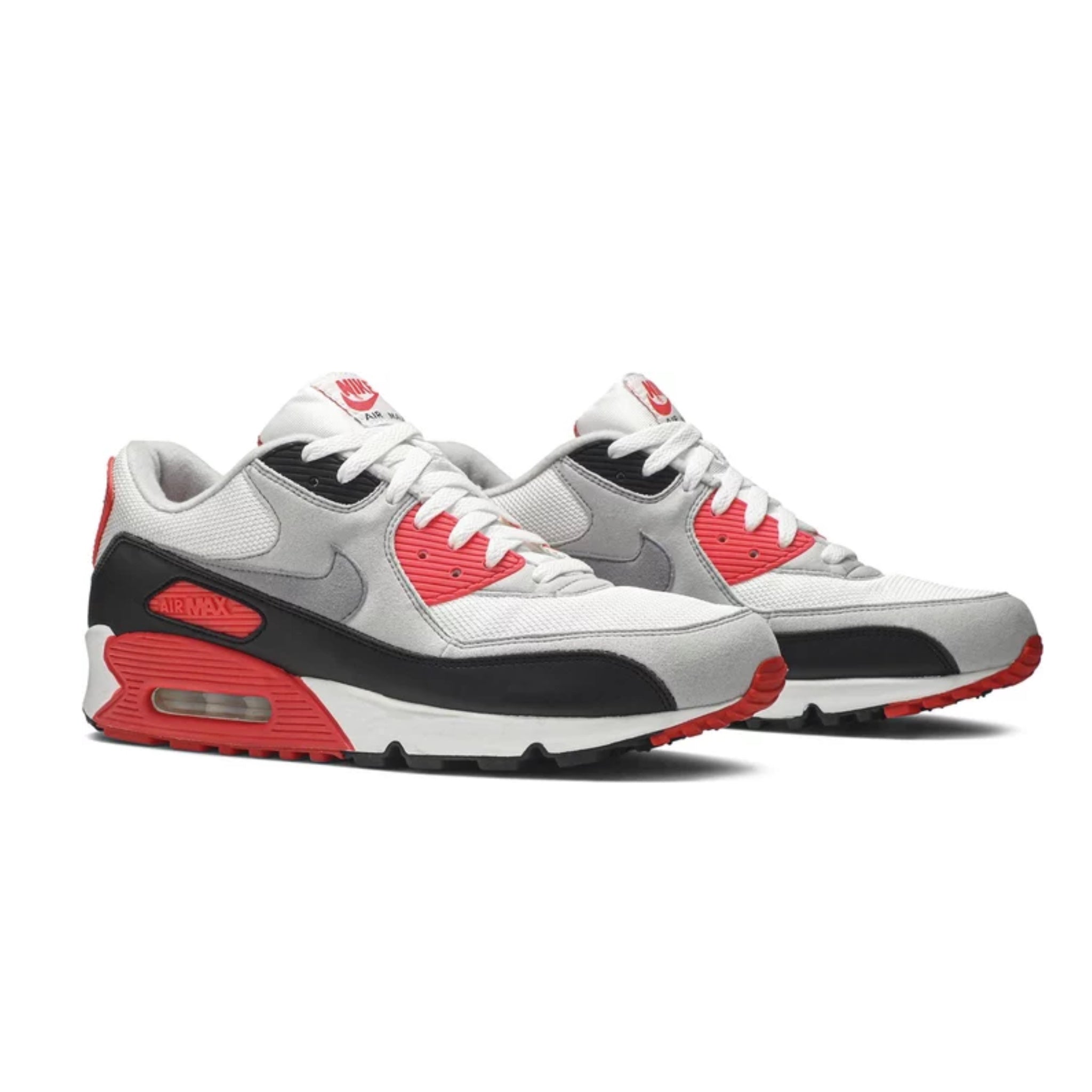 Nike Air Max 90 Running Shoes (2008 Retro) - Infrared, White, Cement Grey & Black | Men's Athletic Sneakers for Jogging, Gym Workouts & Casual Wear