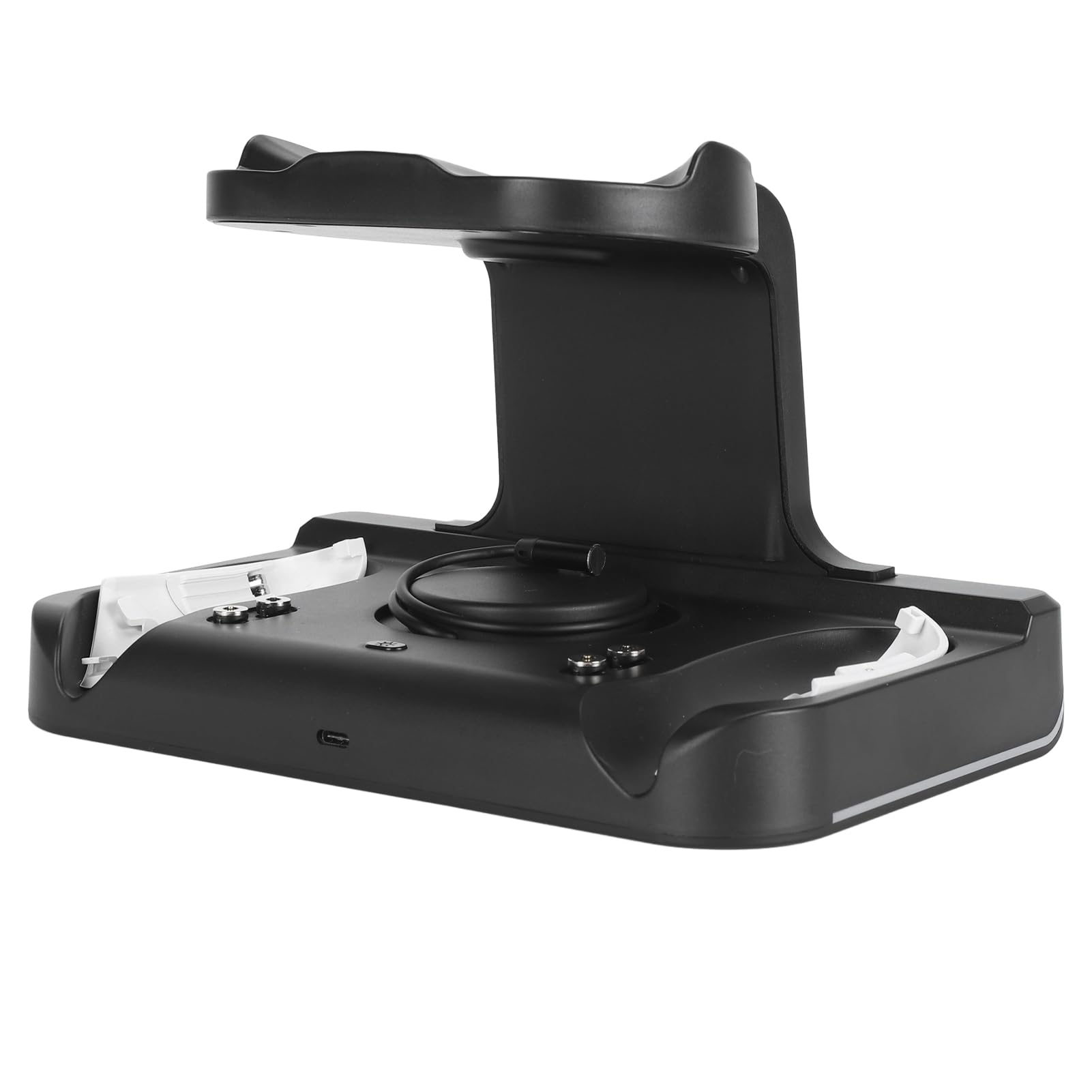 VR Charging Station with RGB Lights, Wall Mount & Fast Charging, 2x1800mAh Controller Charger - Perfect for VR Headset Accessories (Black) - Ideal for Gaming Setups & VR Enthusiasts