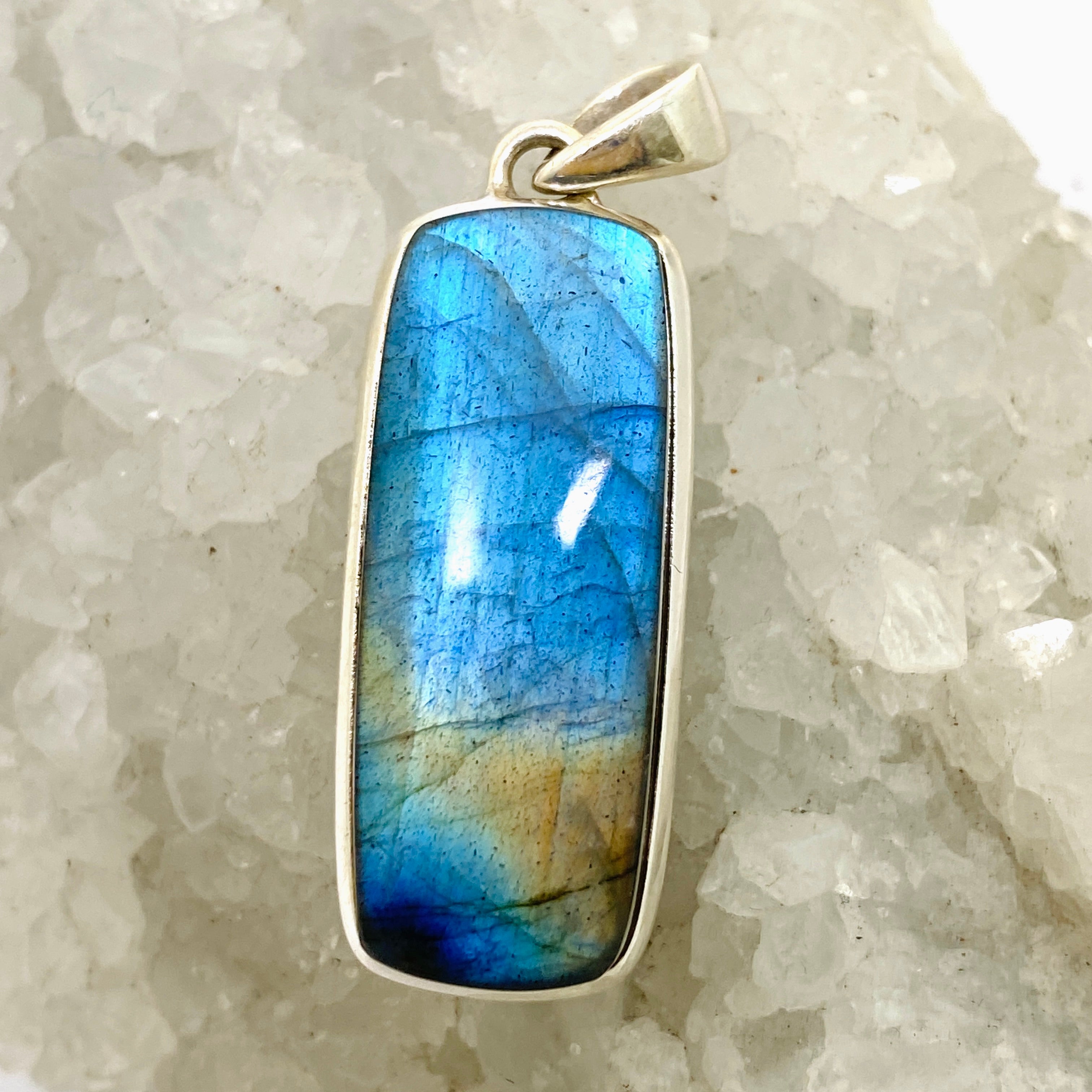 Natural Labradorite Rectangular Cabochon Pendant - Premium Gemstone Jewelry for Women (PPGJ1056) | Healing Crystal Necklace for Meditation, Energy Work & Spiritual Protection