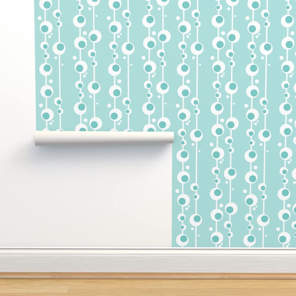 Peel & Stick Removable Wallpaper 12ft x 2ft - Modern Abstract Aqua Blue Bubbles Design for Nursery, Bathroom & Home Decor | Waterproof Self-Adhesive Wallpaper for Easy DIY Installation
