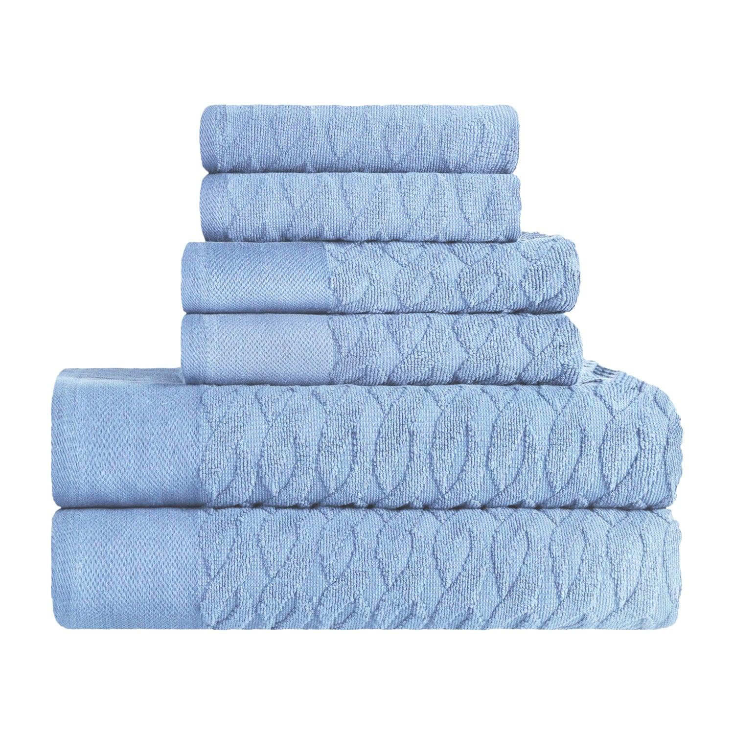 Premium Turkish Cotton Herringbone Jacquard 6-Piece Towel Set - Ultra Soft & Absorbent Bath Towels for Spa, Hotel & Luxury Home Use