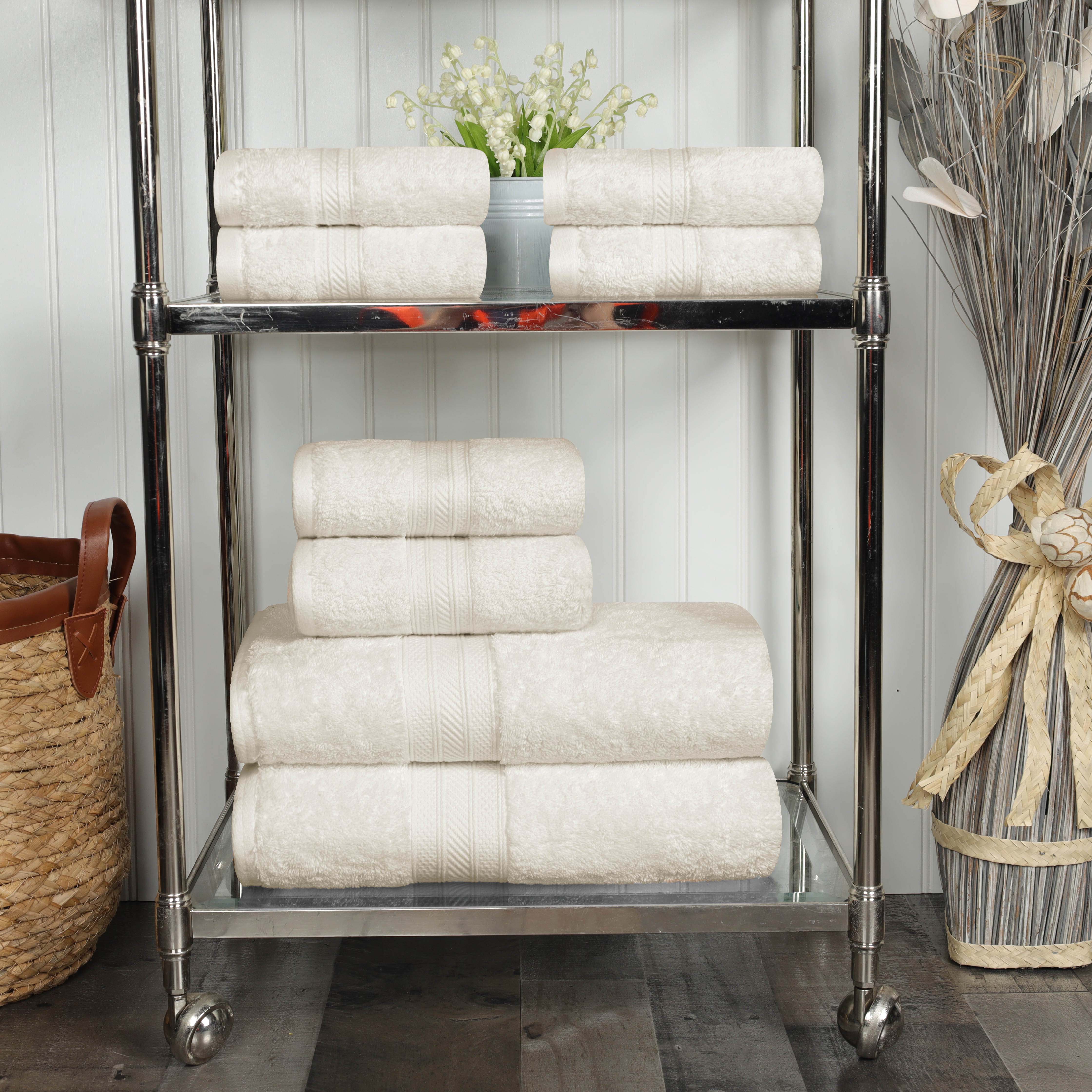 Premium Atlas Cotton Plush Absorbent Heavyweight 8-Piece Bath Towel Set - Ultra Soft & Quick-Drying for Spa, Gym, and Luxury Home Use