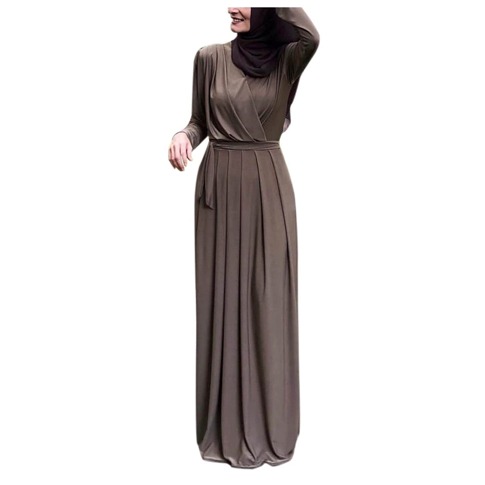 Elegant Muslim Abaya Dress for Women - Flowy Long Sleeve Kaftan Maxi Dress in Black | Perfect for Prayer, Mosque, Eid & Special Occasions