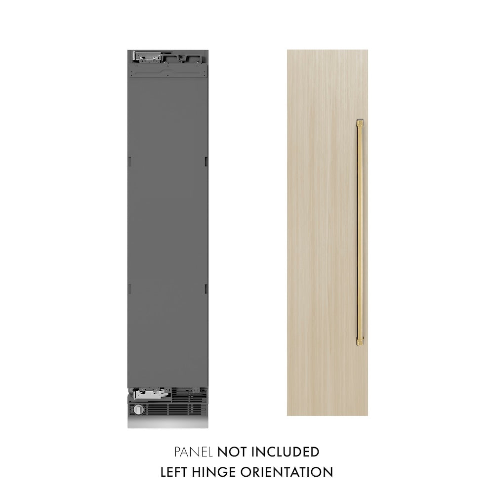 ZLINE Autograph Edition 18 Inch 8.6 cu ft Panel Ready Left Hinge Column Freezer - Graphite Gray Interior with Polished Gold Accents (RBCFVLZ 18 G) | Perfect for Home Kitchens, Restaurants, and Commercial Use