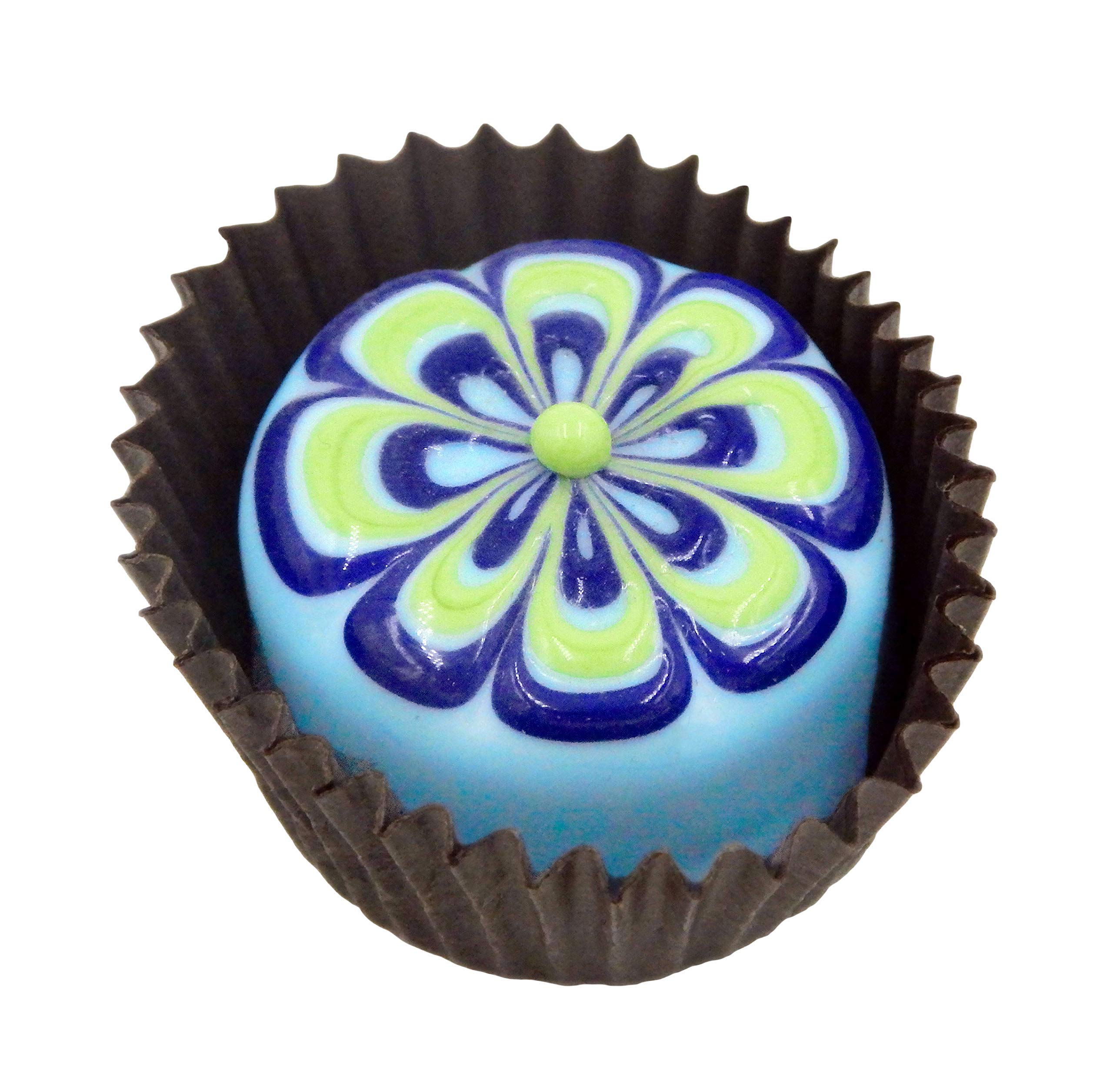 Handmade Art Glass Chocolate Flower Treat - Berry Blue & Pistachio Color Home Decor Gift for Birthday, Wedding, Housewarming | Perfect for Table Centerpiece, Shelf Display, Gift Giving