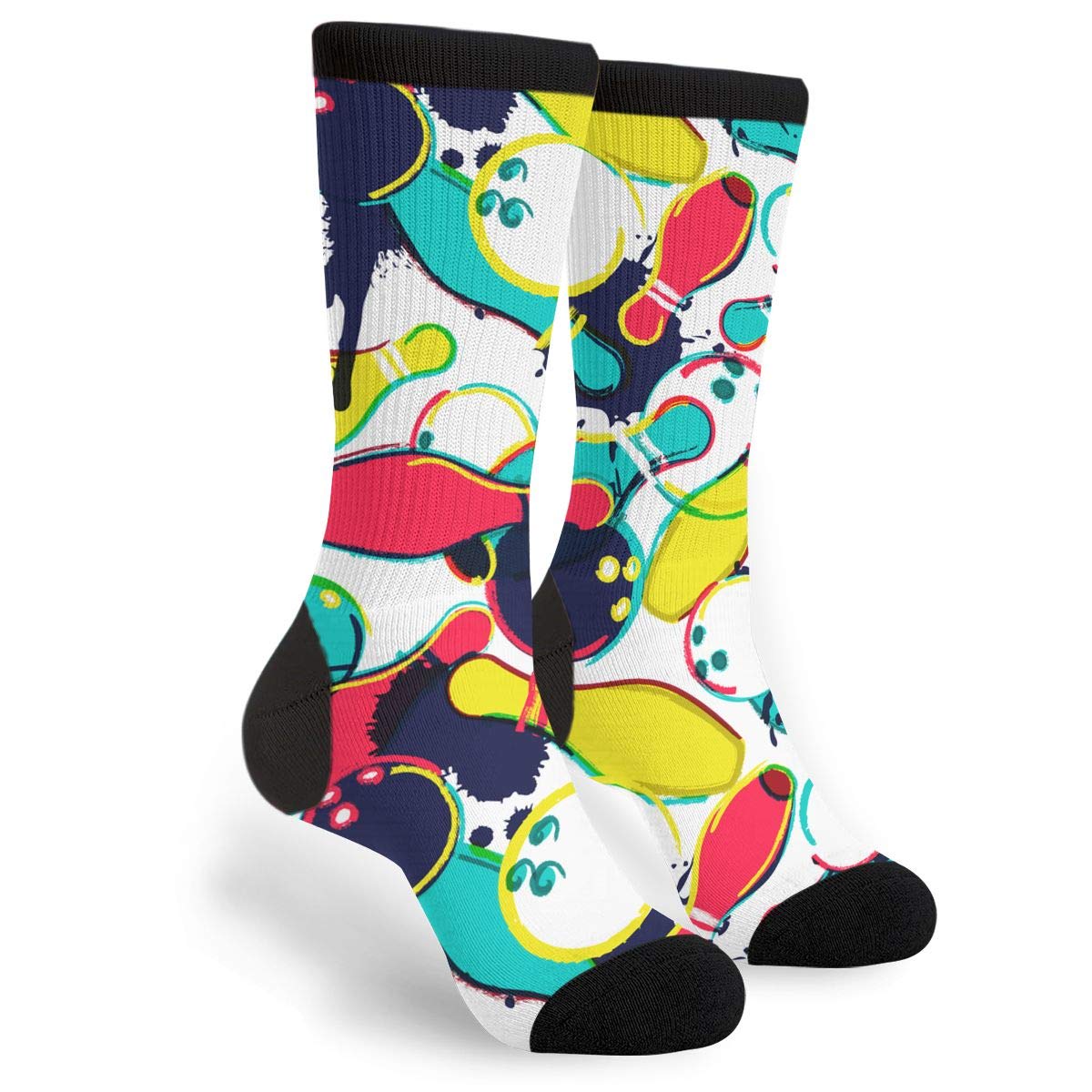 Packsjap Men's & Women's Casual Athletic Crew Socks - Colorful Novelty Graphic Tube Socks for Sports & Everyday Wear - Perfect for Running, Gym, and Fun Outfits