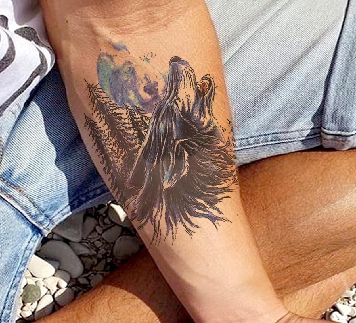 Waterproof Temporary Tattoo Stickers for Men & Women - 3D Realistic Flowers, Butterflies, Stars, Angels, Wolves & Armband Designs (21x15cm) | Perfect for Parties, Festivals, Cosplay & Body Art | HB-231