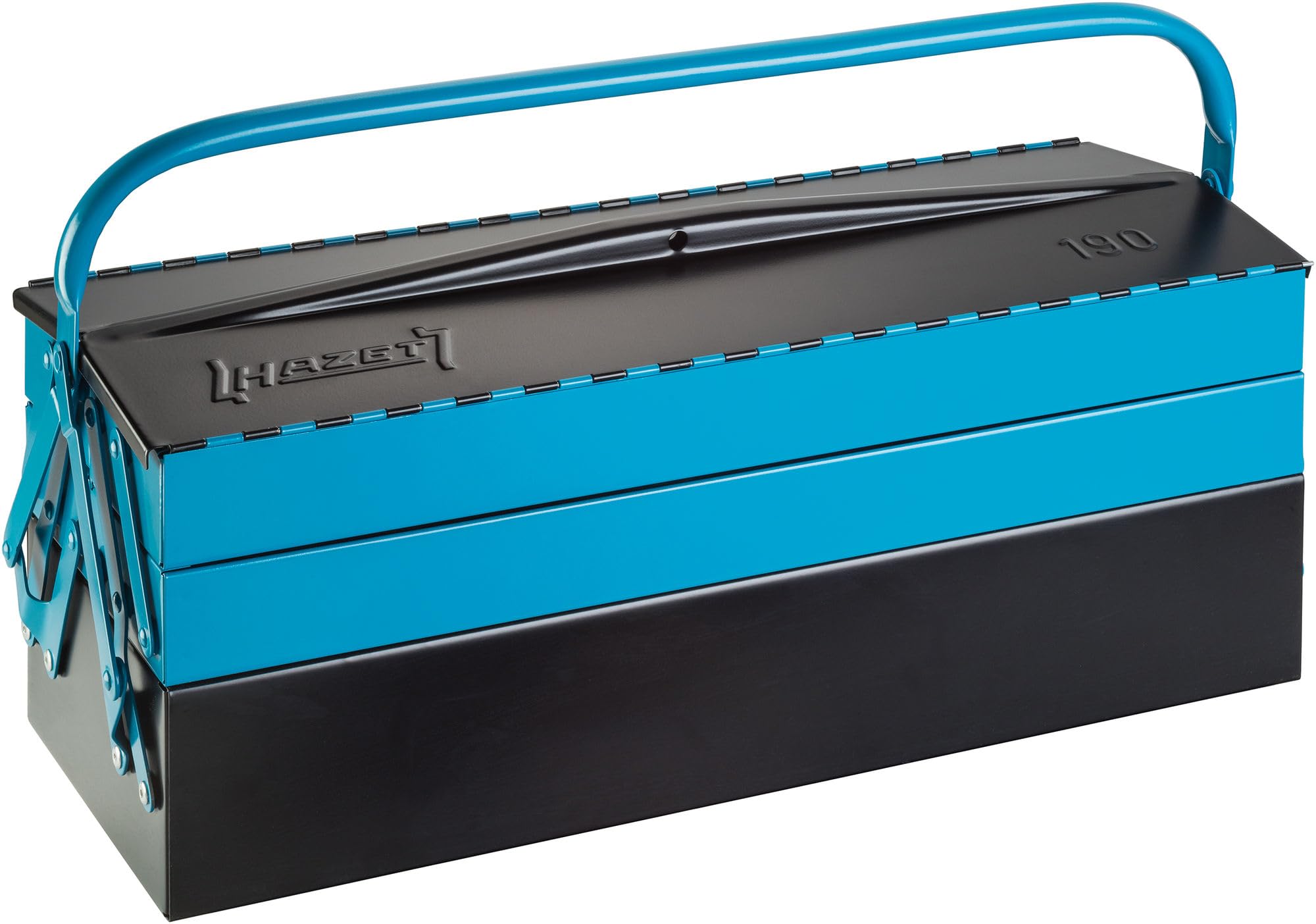 HAZET 190L Metal Tool Box - Empty with Spacious Bottom & 4 Fold-Out Side Compartments | Heavy Duty Tool Storage Organizer for Garage, Workshop, Construction Site | Perfect for Wrenches, Screwdrivers, Power Tools