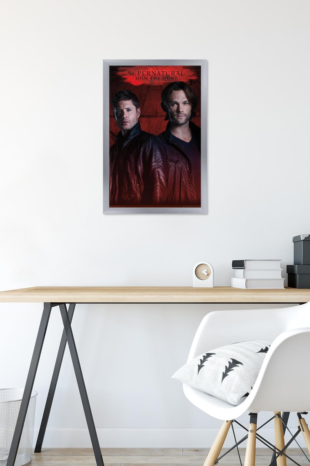 Supernatural TV Show Red Wall Poster - 14.725 x 22.375 Inches Silver Framed Version - Perfect for Home Decor, Office & Fan Collections