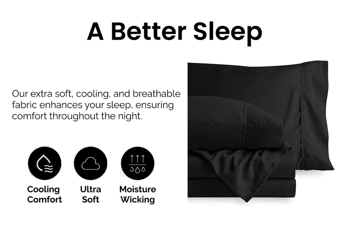 600 Thread Count Percale Cotton Queen Size Bed Sheet Set - Breathable & Crisp Deep Pocket Fitted Sheets for Cool & Comfortable Sleep - Perfect for Master Bedroom, Guest Room & Vacation Homes