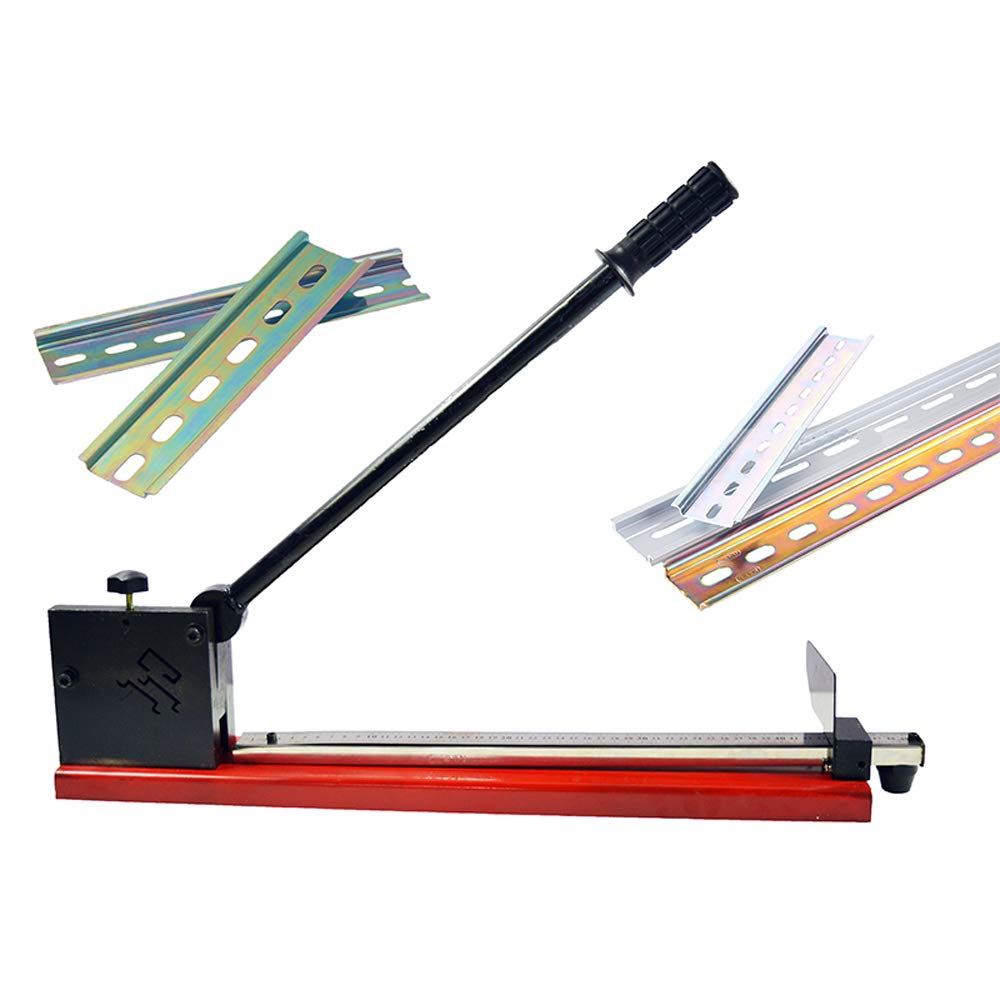 TECHTONGDA 3 Groove Manual DIN Rail Cutter for Aluminum Alloy & Steel Rail with Measuring Scale - Perfect for Electrical Panel Installation and Industrial Wiring Projects