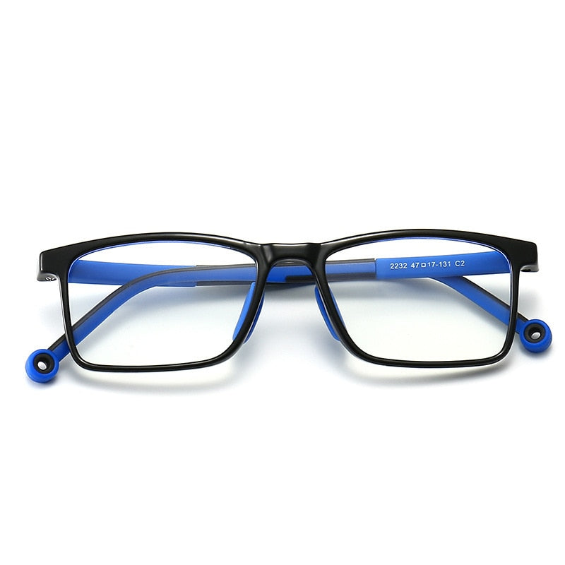 CCspace Unisex Youth Full Rim Square Silicone Eyeglasses 54673 - Trendy Lightweight Glasses for Kids & Teens - Perfect for School, Reading & Daily Wear