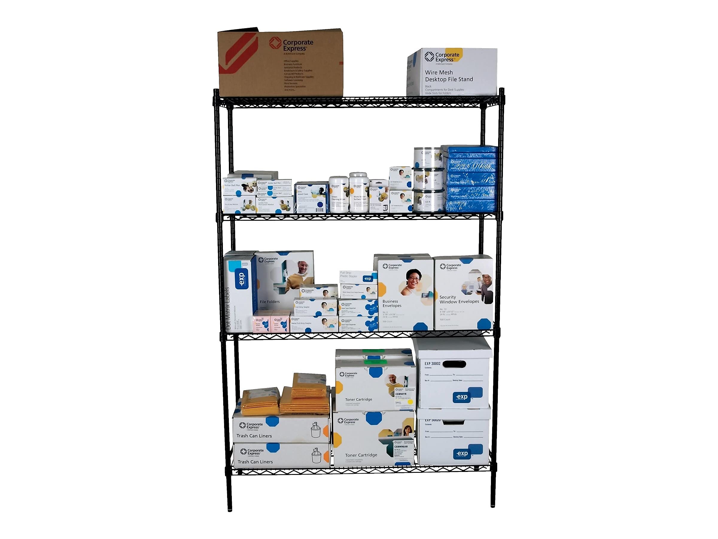 Staples 810837 4-Tier Heavy Duty Wire Shelving Unit - 72