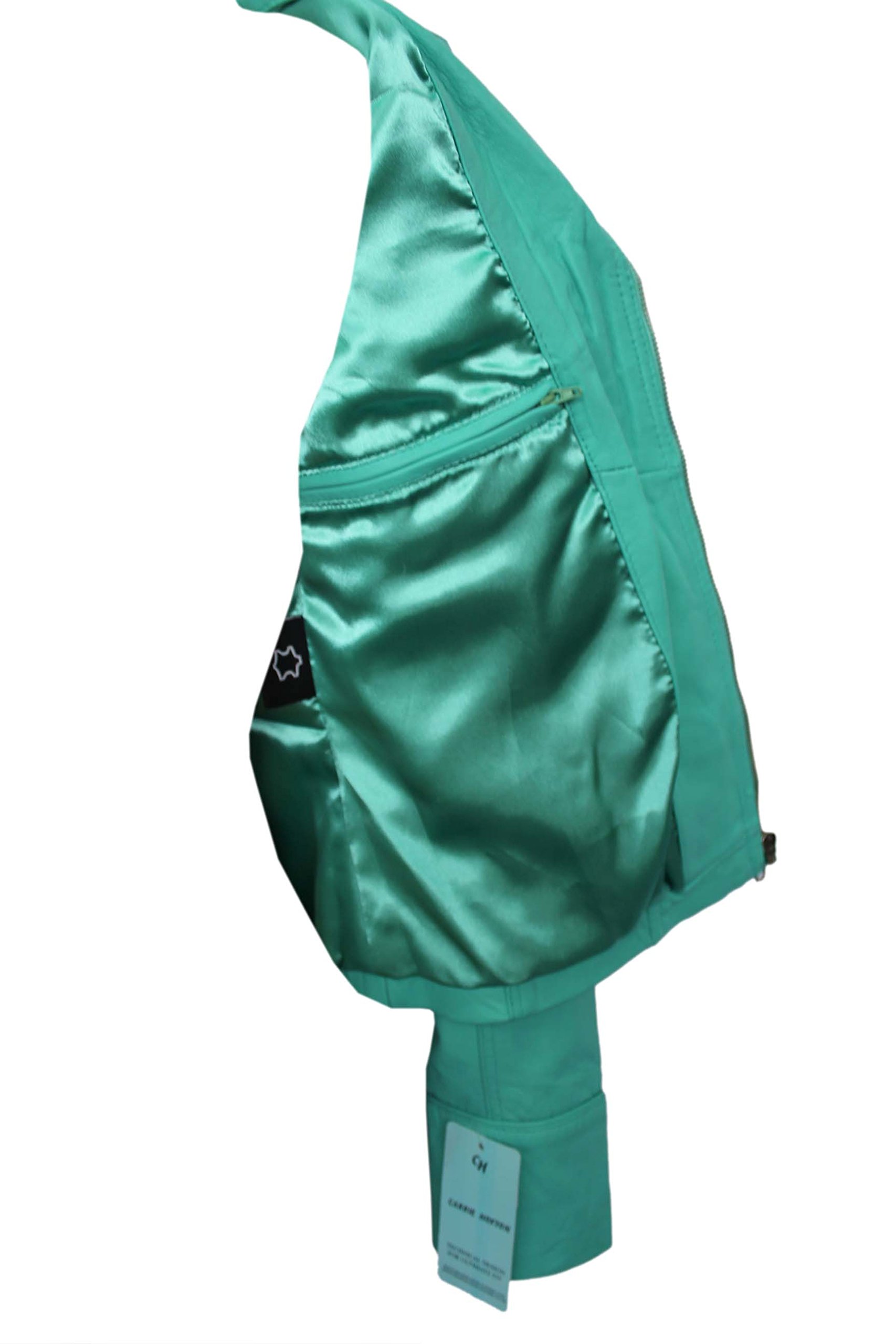 Women's Turquoise Washed Biker Jacket - Genuine Soft Nappa Leather Motorcycle Style Jacket for Casual Outings & Night Rides