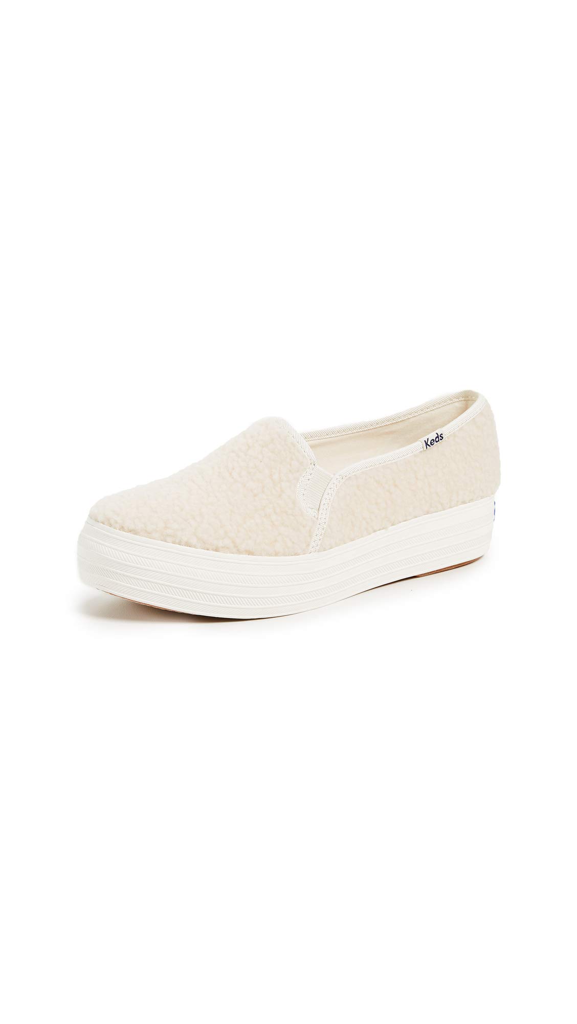Keds Women's Triple Decker Sherpa Sneakers - Cream & Off White Comfortable Winter Shoes Size 7 M US | Cozy Casual Wear for Cold Weather, Outdoor Walks & Everyday Fashion