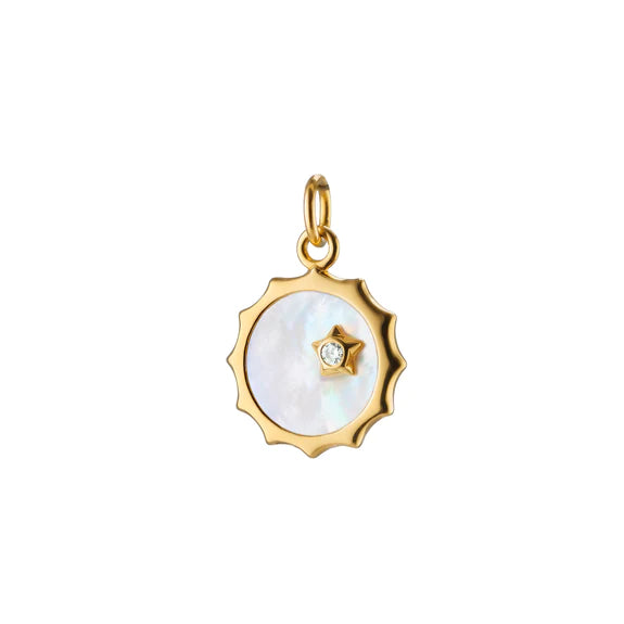 Elegant Mother of Pearl Sun and Star Diamond Charm Pendant - Perfect for Necklaces, Bracelets & Jewelry Making - Ideal for Gifts, Weddings & Special Occasions