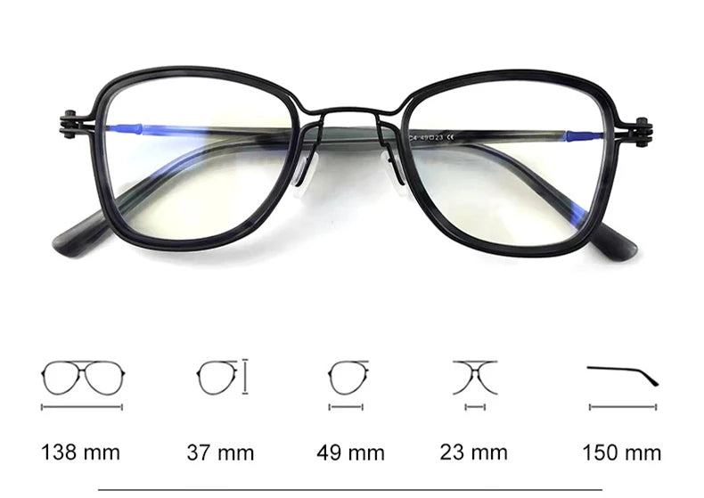 Stylish Black Unisex Square Titanium Acetate Eyeglasses - Lightweight Durable Full Rim Frames for Men & Women - Perfect for Work, Reading & Fashion Accessories