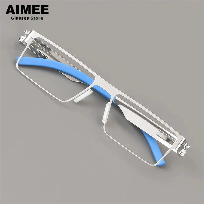 Aimee Women's Full Rim Square Stainless Steel Eyeglasses Frame 61004 - Stylish & Durable Eyewear for Work, Reading & Everyday Fashion