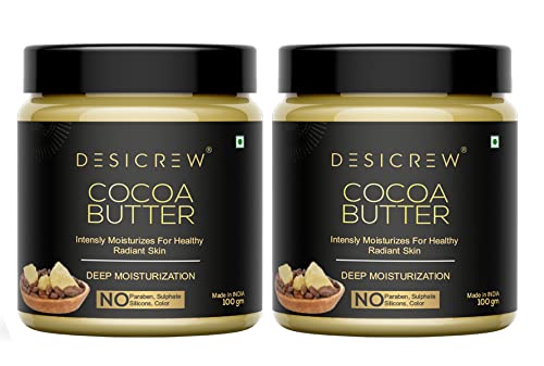 Pure Organic Cocoa Butter for Stretch Marks & Skin Moisturizing - 2 Pack (200g Each) | Natural Body Butter for Pregnancy, Dry Skin Care & Daily Hydration | Vegan, Chemical-Free Cocoa Butter Cream for Face & Body