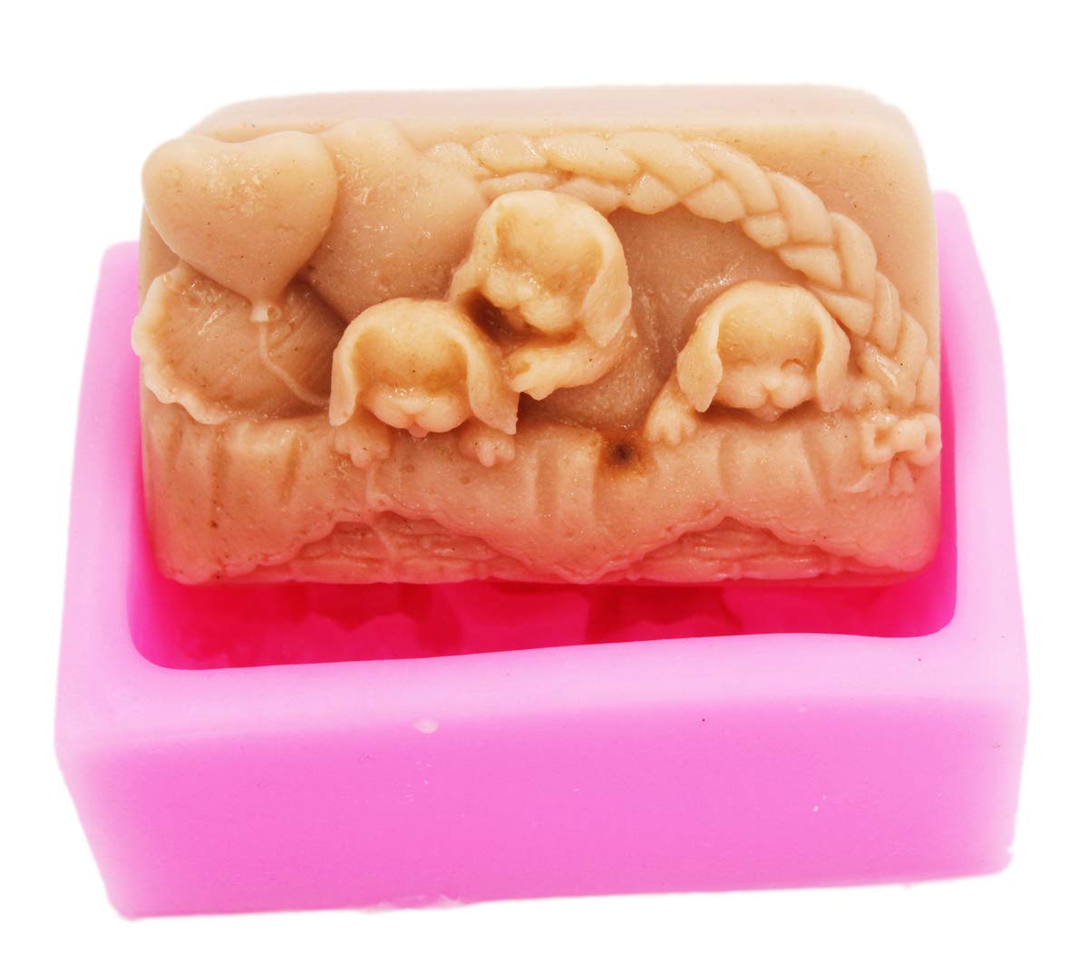 Cute Dog Brother Silicone Soap Molds for DIY Handmade Soap Making - Perfect for Crafting, Bath Bombs, and Homemade Gifts (Model S026)