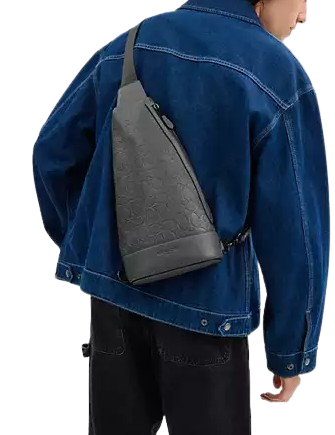 Coach Dominic Sling Pack Crossbody Bag - Genuine Signature Leather Unisex Shoulder Bag for Men & Women | Perfect for Travel, Work & Everyday Use
