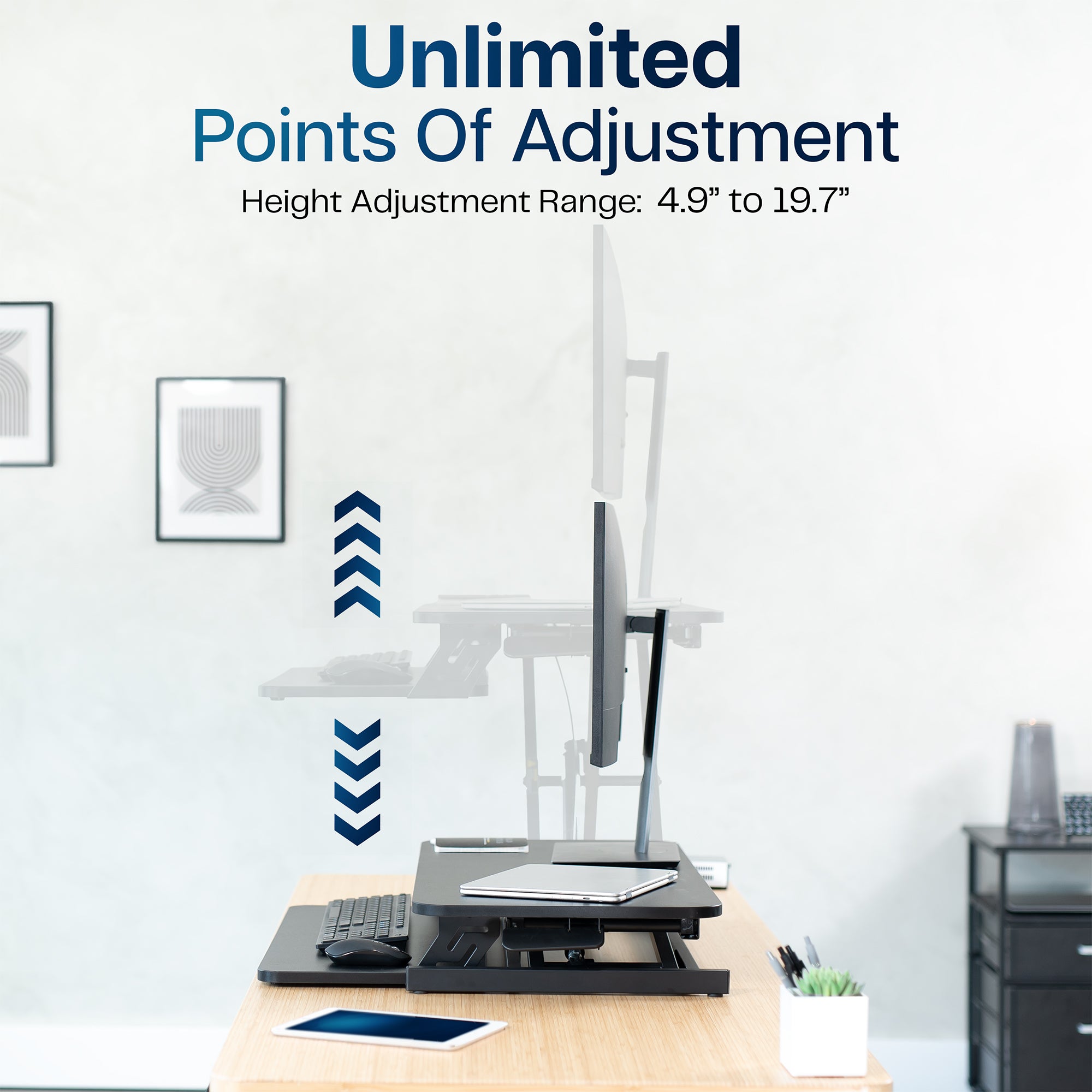 Adjustable Standing Desk Converter - Ergonomic Riser for Home & Office - Improve Posture & Productivity - Perfect for Work from Home & Small Spaces
