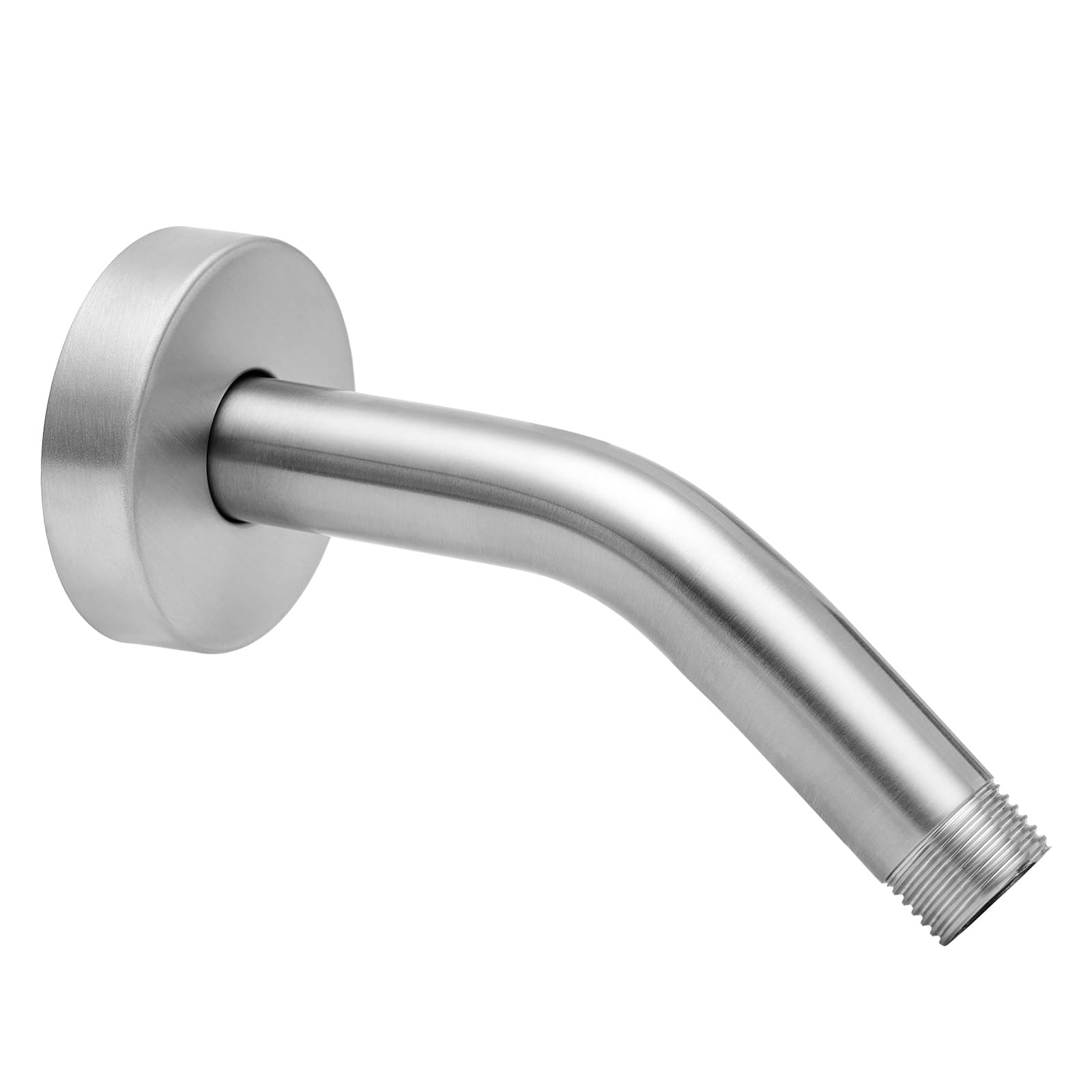 304 Stainless Steel Shower Arm with Flange & Teflon Tape - 6 Inch Brushed Nickel Extension Pipe for Wall-Mounted Fixed & Handheld Showerheads - Rustproof Bathroom Upgrade for Modern Homes & Hotels
