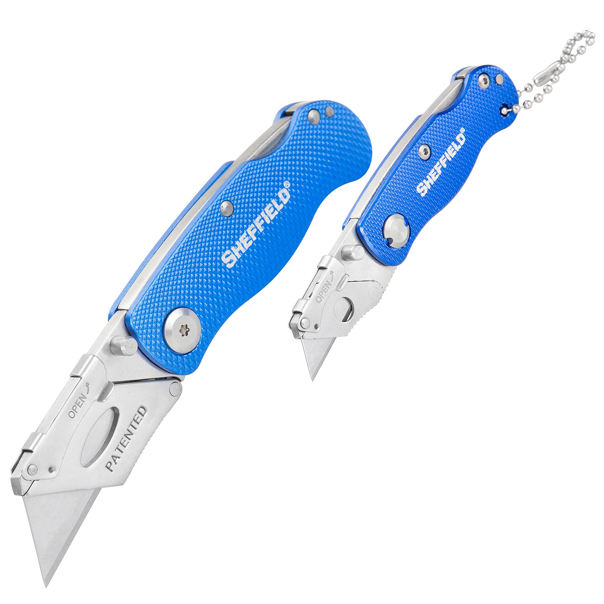 Sheffield® 12117 2-Piece Lock Back® Utility Knives Set - Heavy Duty Folding Pocket Knives for Camping, Hiking, Outdoor Survival & Everyday Use
