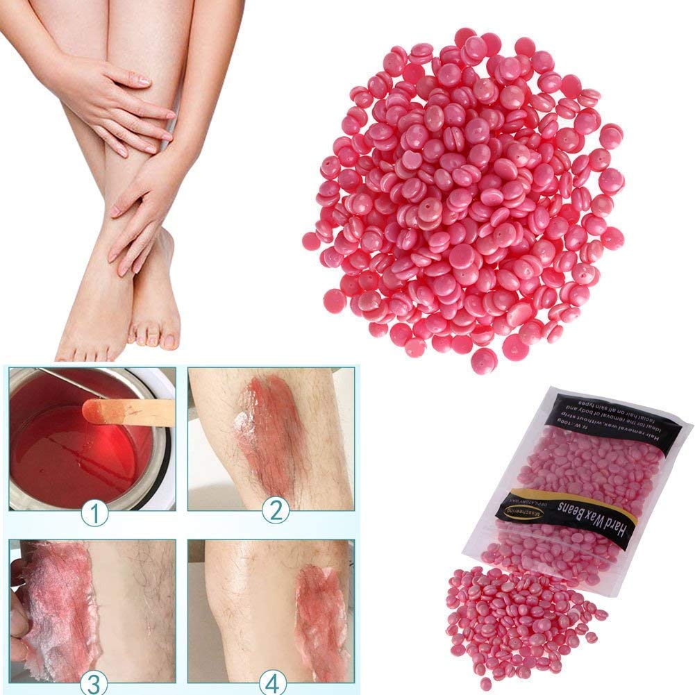 MISSLOOK Hard Wax Beans for Hair Removal - 100g with Wooden Sticks - Full Body, Legs, Bikini, Face & Underarms - Painless & Effective Waxing Kit for Smooth Skin at Home or Salon