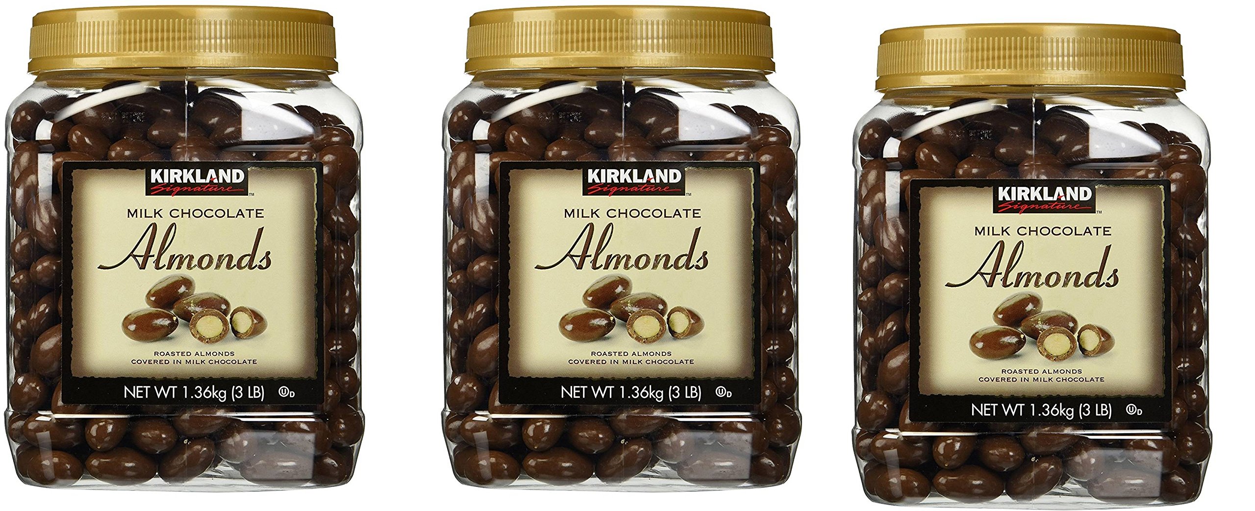 Kirkland Signature Milk Chocolate Covered Roasted Almonds - 3 Pack (3LBS Each) | Gourmet Chocolate Almond Snacks for Parties, Gifts & Healthy Desserts