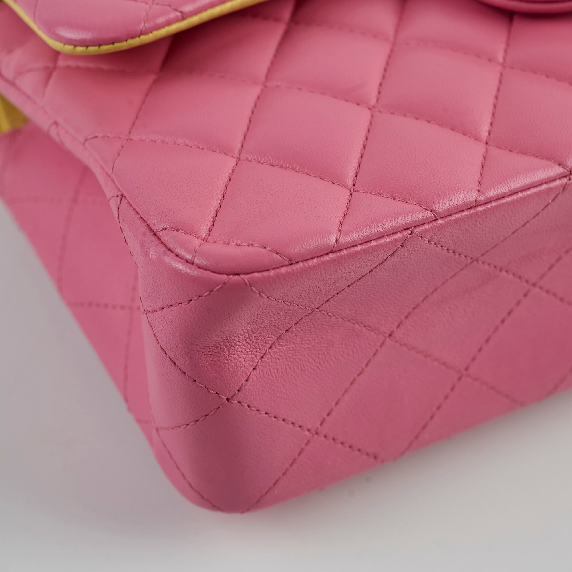 Chanel Small Double Classic Flap Bag in Pink & Yellow | Luxury Designer Crossbody Purse for Women | Perfect for Date Night & Special Occasions
