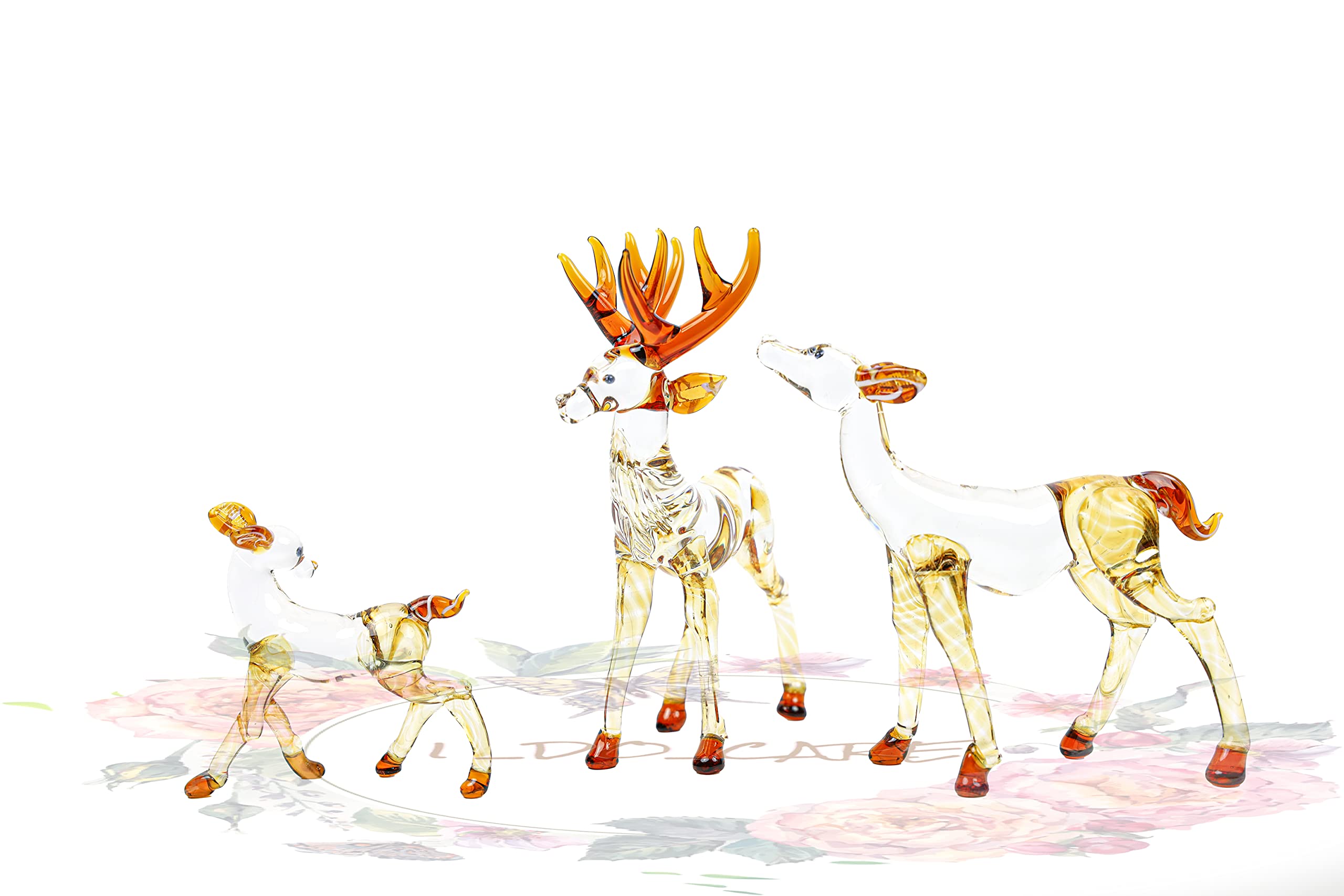 I-DO-CARE Deer Family Set of 3 - Mother, Father & Baby Deer Figurines, Plastic Woodland Nursery Decor for Baby Shower, Birthday Party, Christmas & Home Decoration | Perfect for Nursery Room, Garden Display & Seasonal Decorating