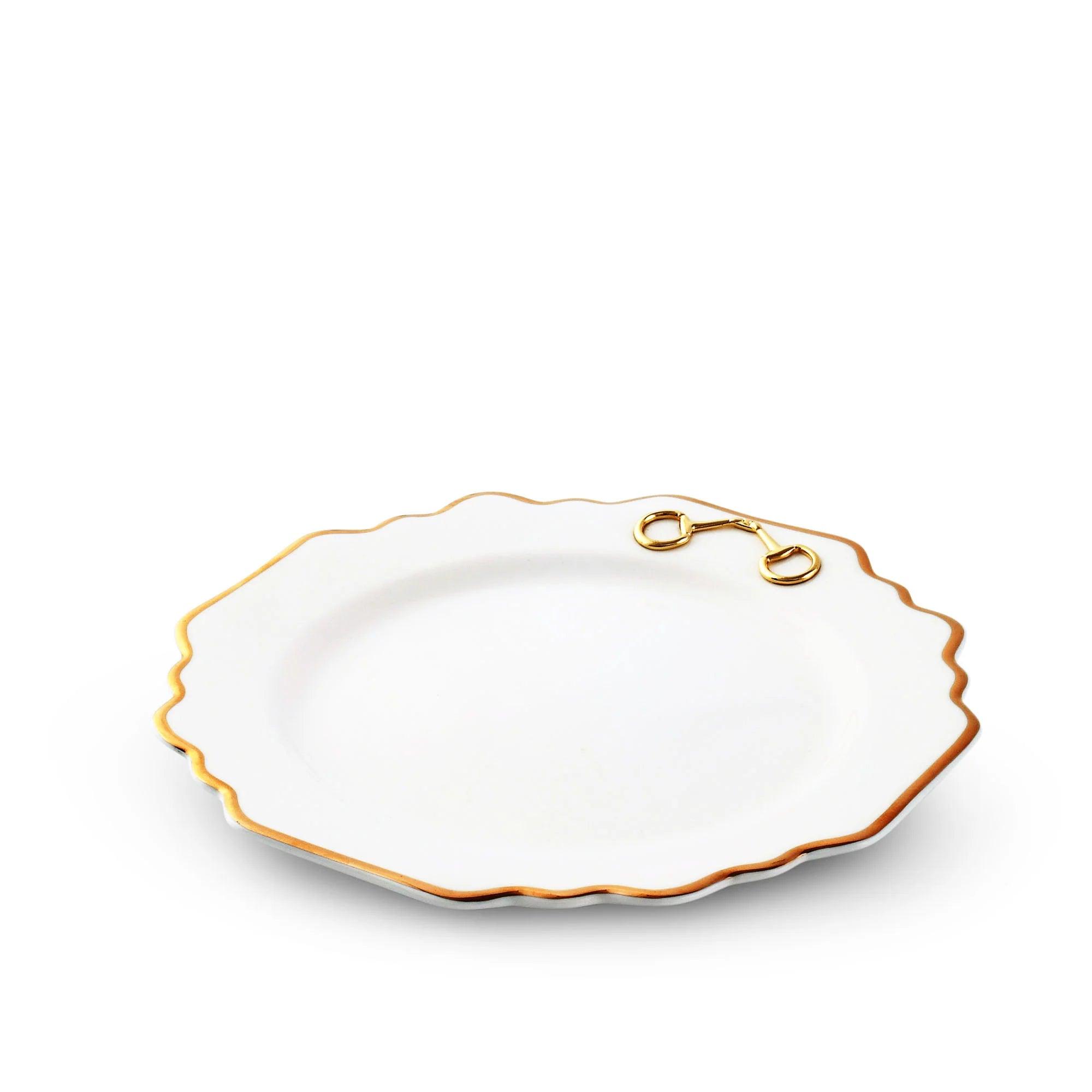 Elegant Gold Scallop Salad Plate - Premium Snaffle Bit Design for Dining & Entertaining - Perfect for Weddings, Parties, and Special Occasions