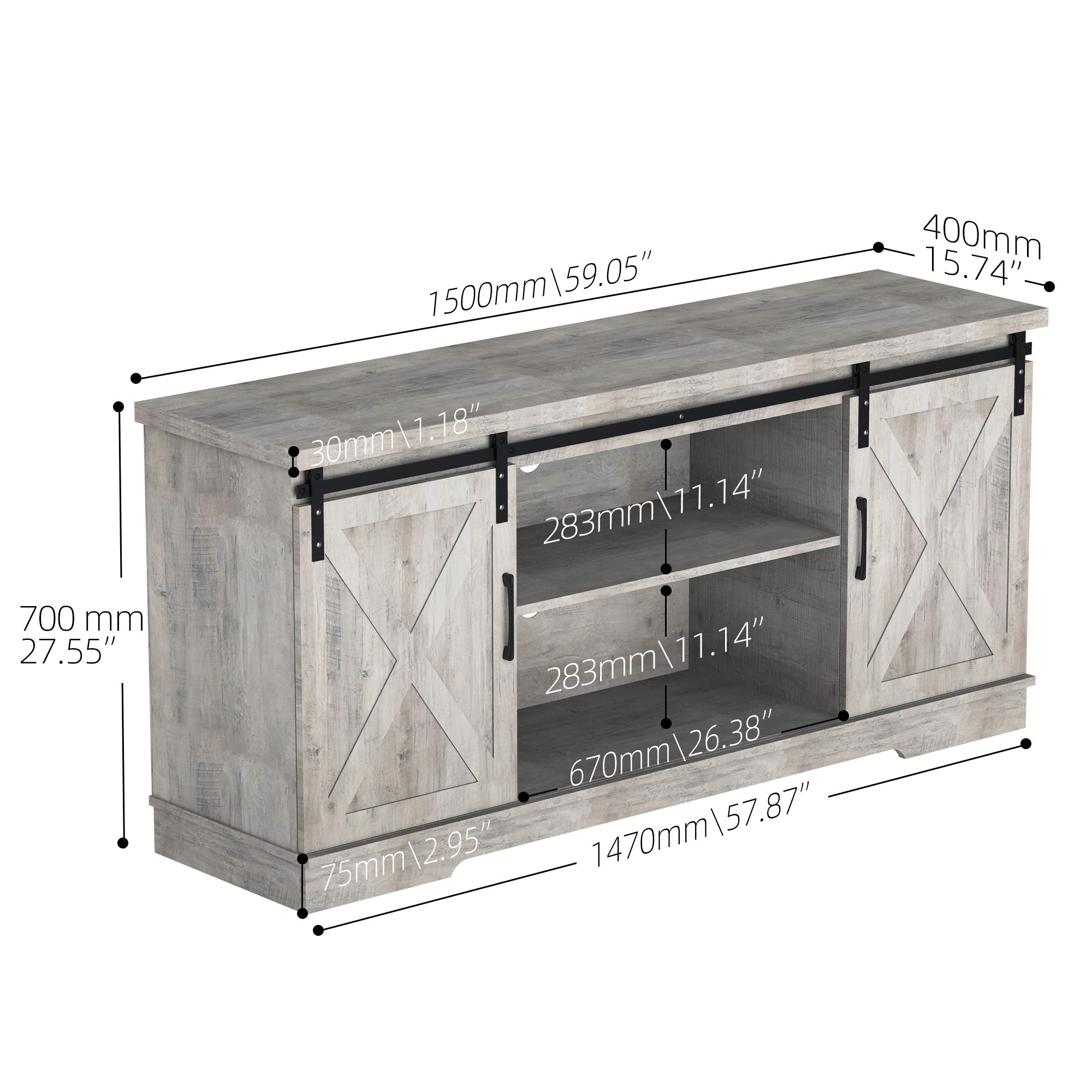 Industrial TV Stand with Storage for 65 Inch TV - 58 Inch Entertainment Center Media Console & Buffet Cabinet for Living Room, Adjustable Shelves - Perfect for Home Theater Setup & Living Room Organization