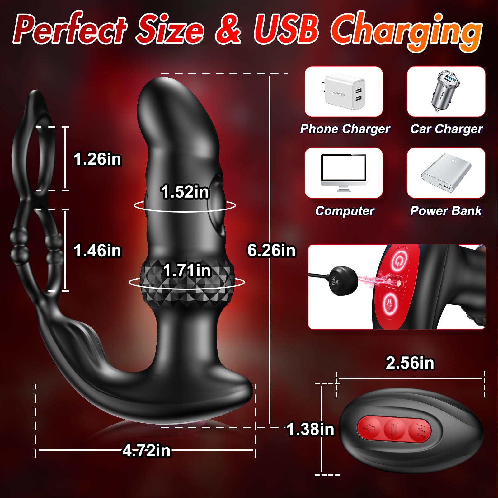 Premium Prostate Massager for Men - Remote Control Anal Vibrator with 10 Vibration & 3 Tapping Modes, P-Spot Stimulator for Couples Play - Perfect for Solo Exploration & Intimate Partner Play
