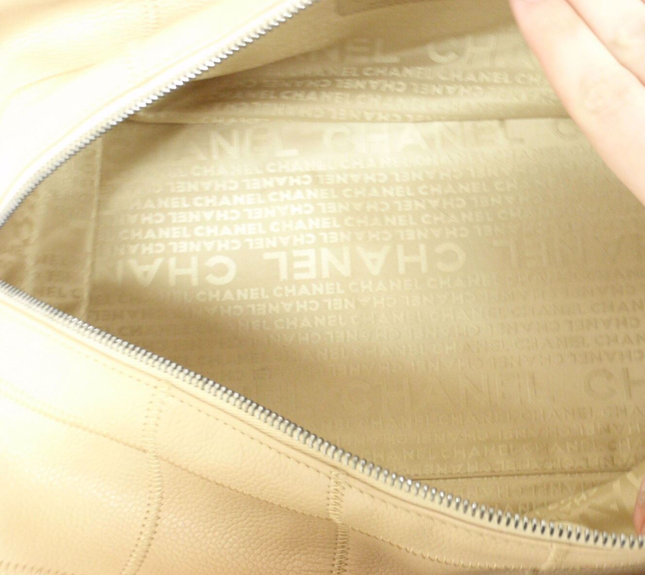 Authentic 2004 Chanel Lax Square Stitch Cafe O'Lait Soft Caviar Leather Handbag - Luxury Vintage Purse for Women, Perfect for Date Night & Special Occasions