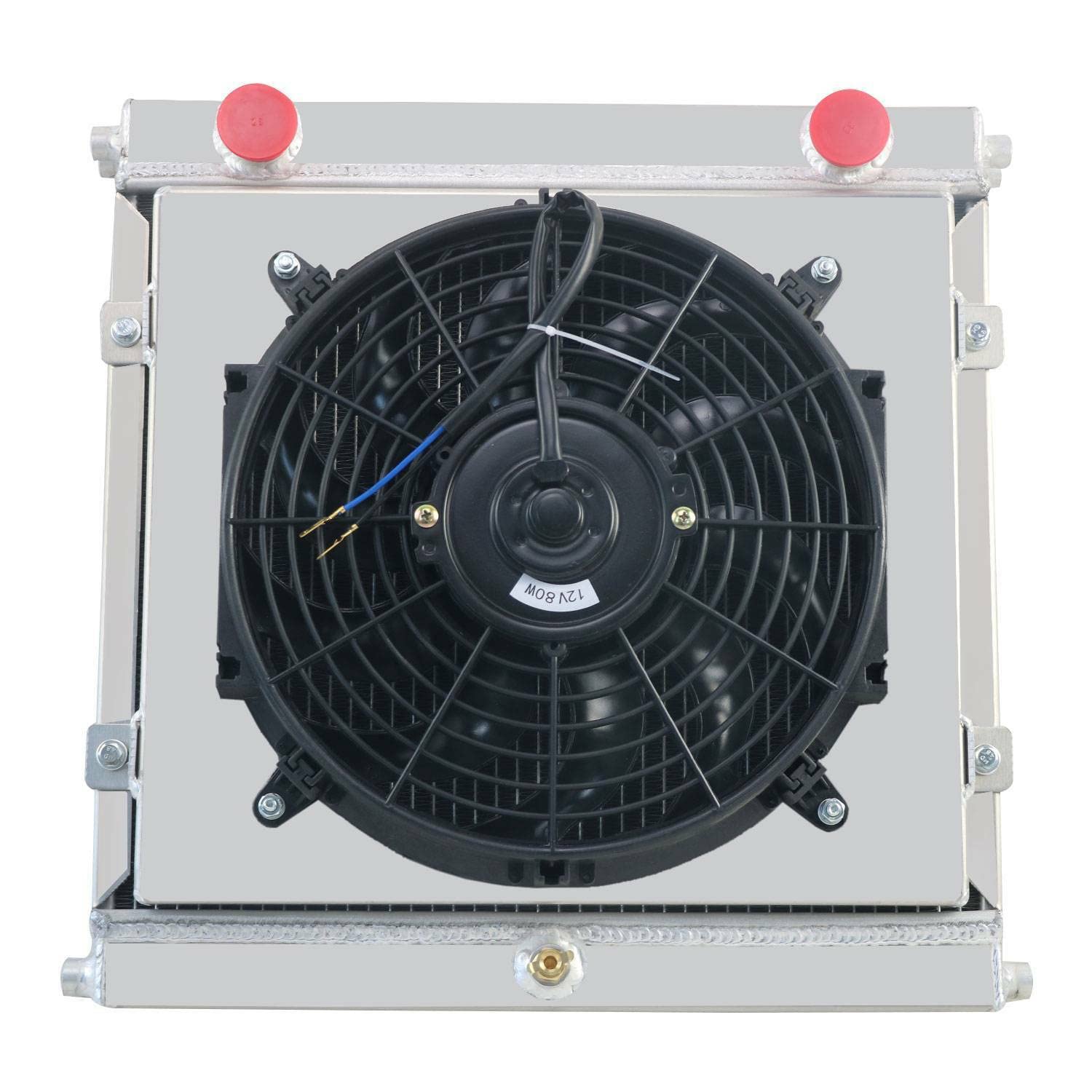 High-Performance Aluminum Radiator for Double Pass Dragster & Roadster - 3 Row Core Cooling with Electric Fan Shroud & Thermostat Kit - Perfect for Racing, Hot Rods & Performance Upgrades