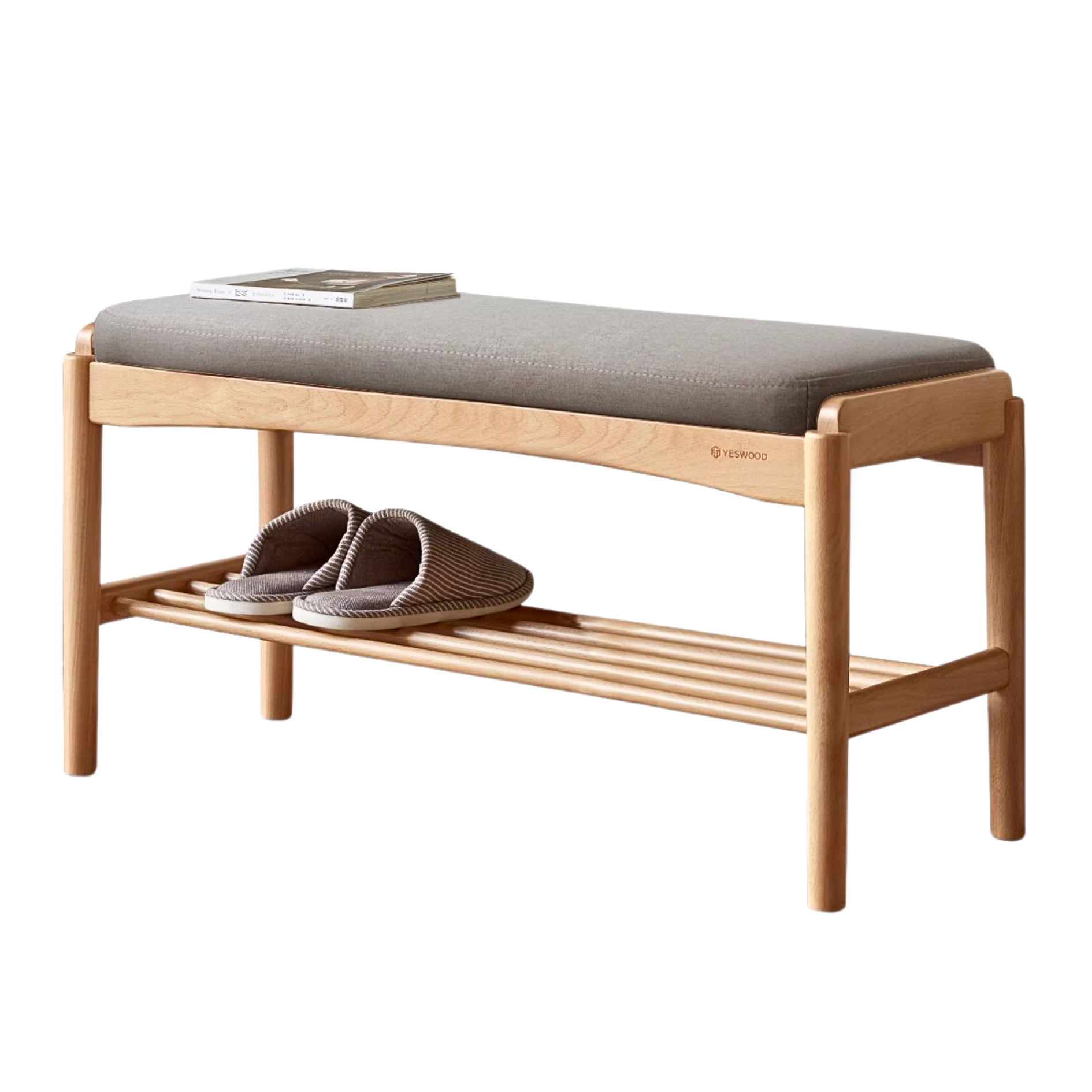 Solid Wood Shoe Storage Bench - Beech, Cherry, Walnut & Oak - Entryway Organizer for Home & Closet Storage