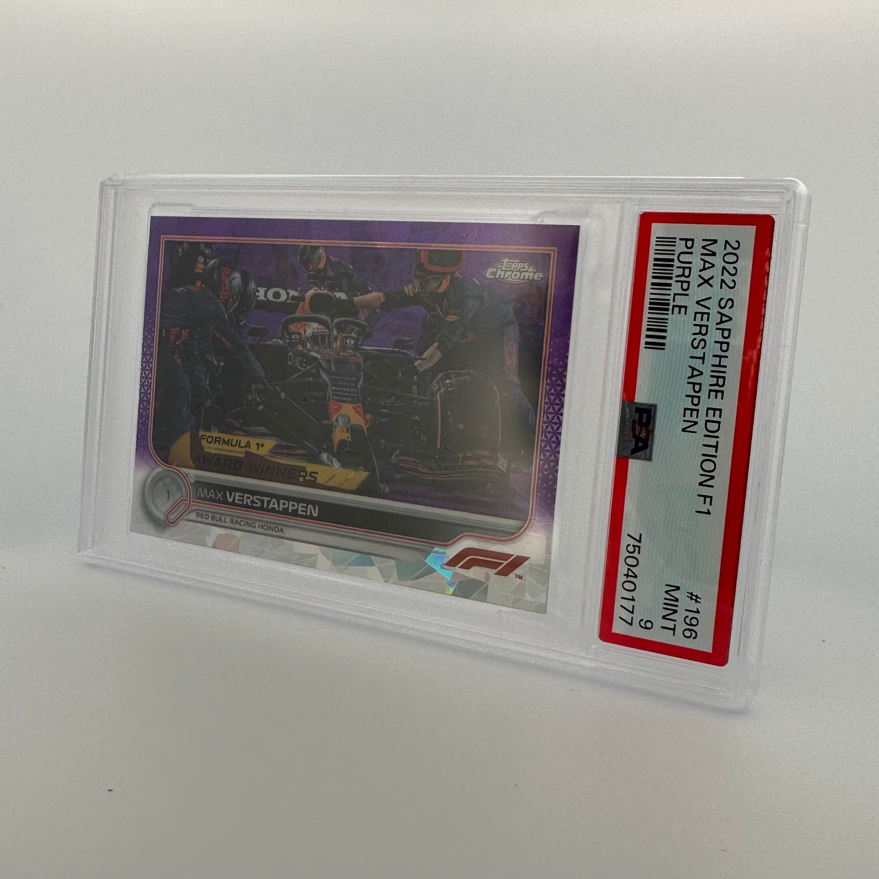 PSA 9 Graded 2002 Topps Max Verstappen #196 Sapphire Edition Purple - Rare F1 Racing Card for Collectors & Fans