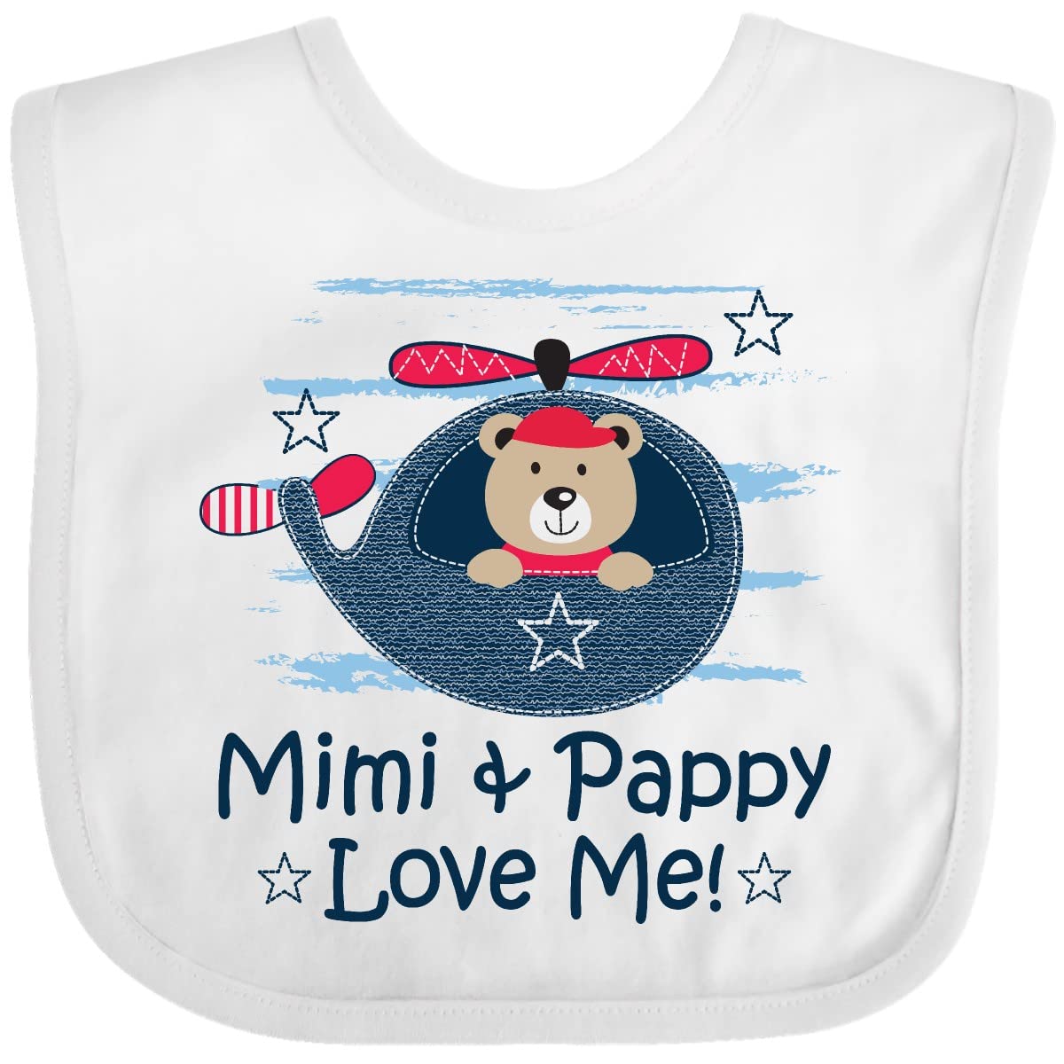 Inktastic Mimi and Pappy Love Me Baby Boy Bib - Soft Cotton Drool Bib for Infants, Toddler Feeding & Messy Playtime